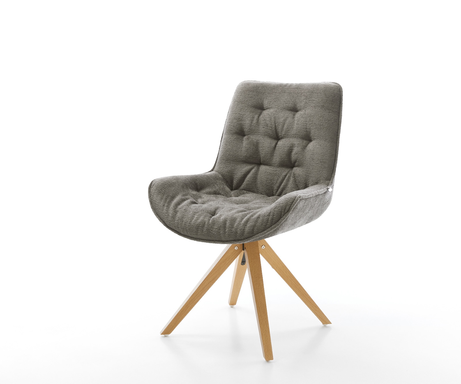 Drehstuhl Taimi-Flex Bouclé Soft Schlamm Holzgestell kantig Natur 360° drehbar