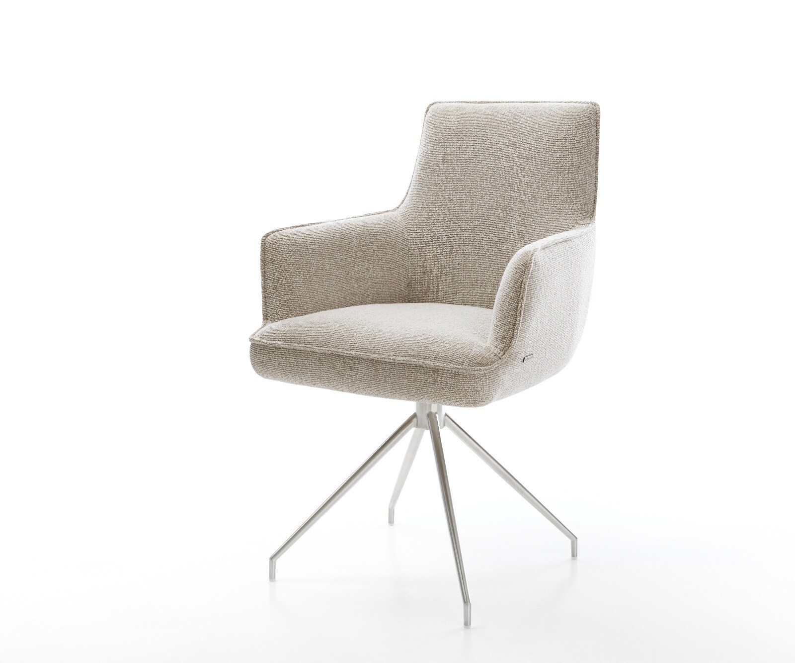 Esszimmerstuhl Heira-Flex mit Armlehnen Webstoff Soft Beige Kreuzgestell ko günstig online kaufen