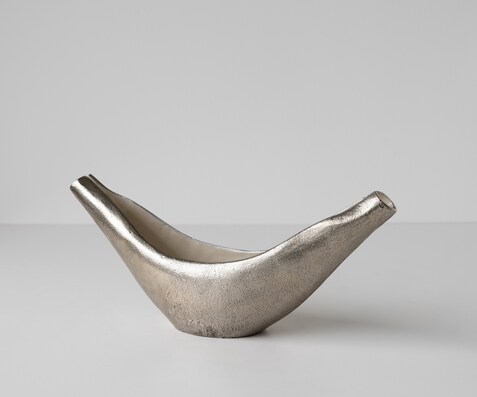 Schale Navira B51 x T13 x H20 cm Aluminium Platin Opal Handgemacht