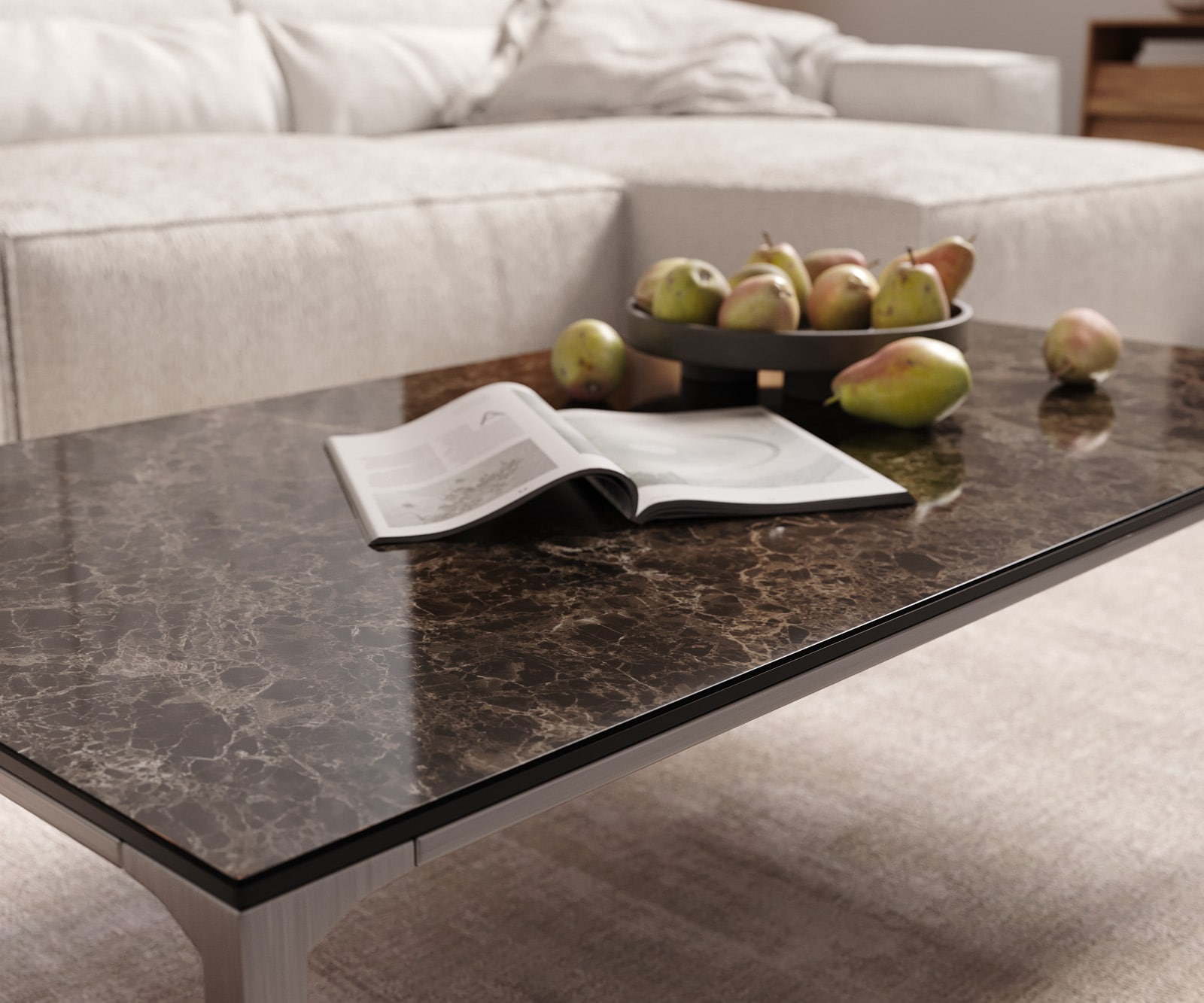 Couchtisch Levente 110x60 cm Keramik Laminam®Emperador Extra Lucidato Dunkelbraun Gestell Edelstahl Silber 4 Couchtisch Levente 110x60 cm Keramik Laminam®Emperador Extra Lucidato Dunkelbraun Gestell Edelstahl Silber 4
