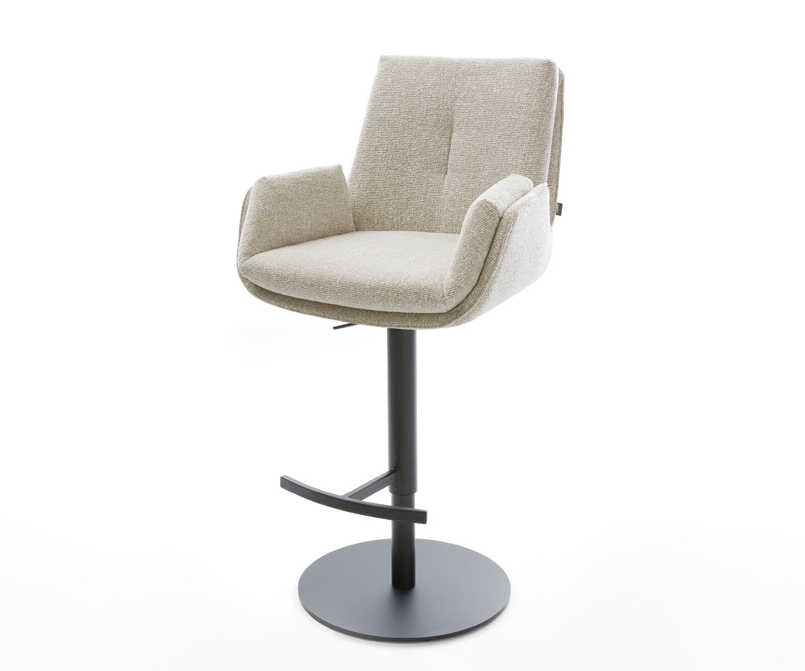 Barstuhl Clea-Flex Webstoff Soft Beige Drehfuß höhenverstellbar Metall Schwarz 1