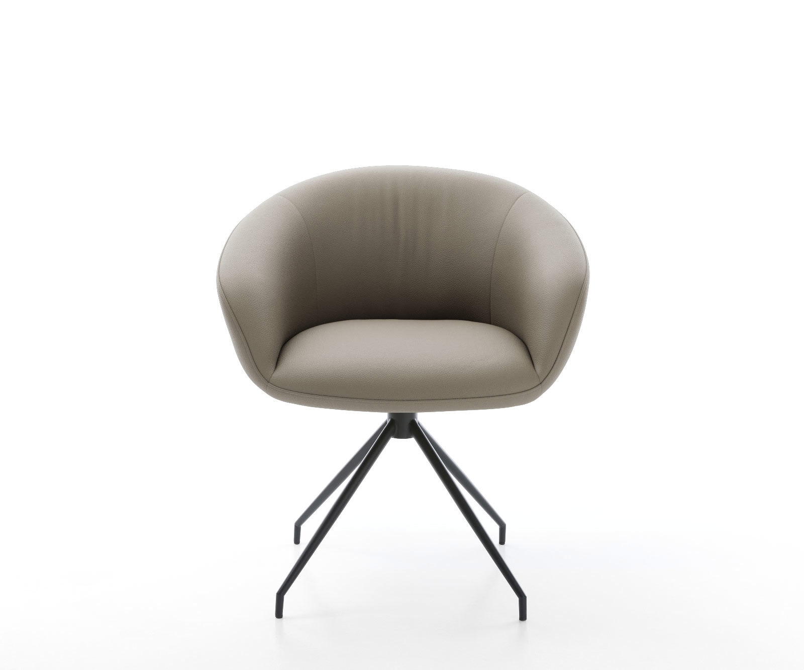 Drehstuhl Vinka-Flex mit Armlehnen Echt-Leder Schlamm Kreuzgestell konisch Schwarz 180° drehbar Taschenfederkern 1