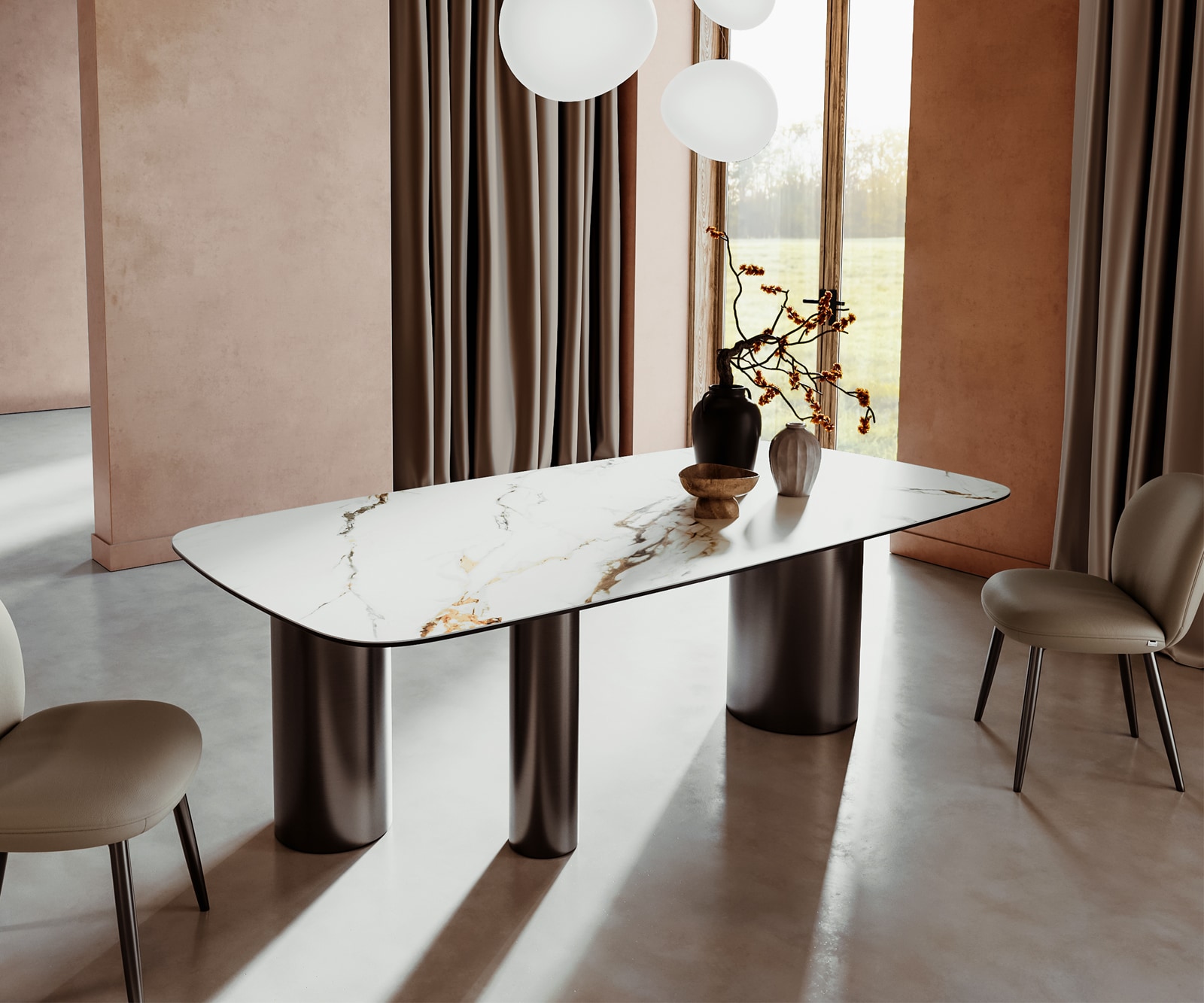 Esstisch Edge Boot 240x120 Keramik Calacatta Luxe Weiß-Gold-Grau Troa Edelstahl Graphit 1 Esstisch Edge Boot 240x120 Keramik Calacatta Luxe Weiß-Gold-Grau Troa Edelstahl Graphit 1