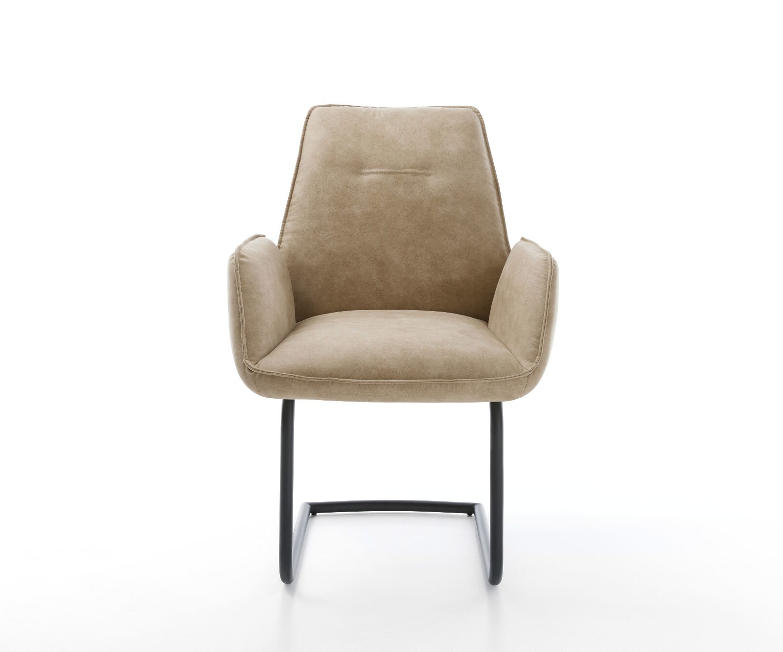 Freischwinger Zoa-Flex Mikrofaser Beige Vintage Freischwinger rund Schwarz Taschenfederkern 1