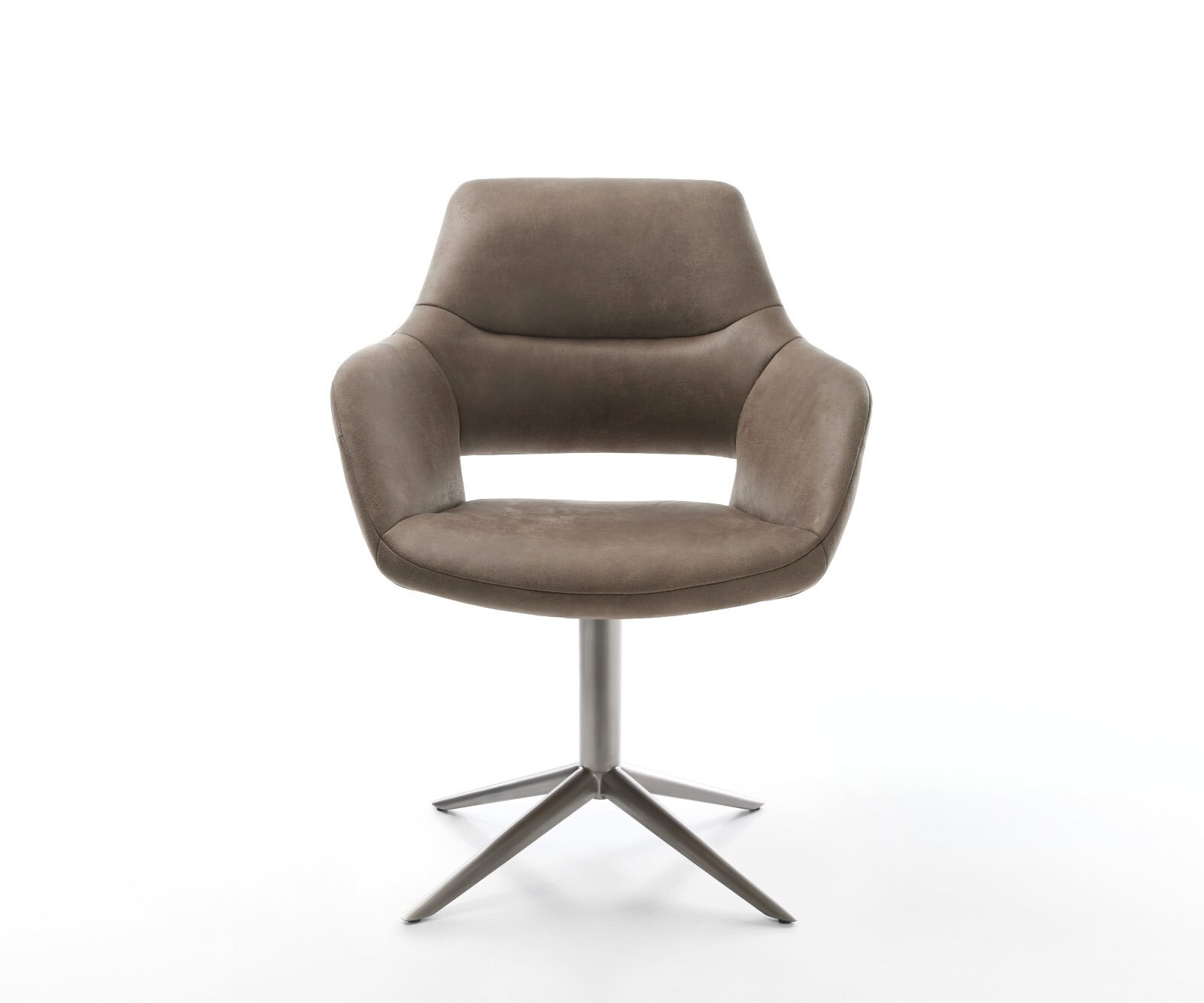 Drehstuhl Yago-Flex mit Armlehnen Mikrofaser Taupe Vintage Fußkreuz Graphit 360° drehbar Wippfunktion Taschenfederkern 1