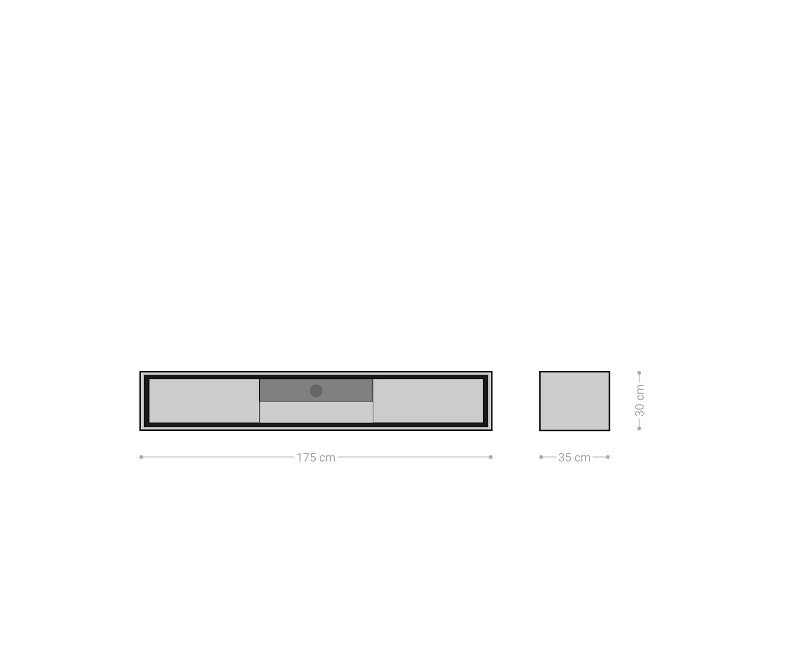 Lowboard Stonegrace 175 cm Akazie Braun Steinfurnier 2 Türen 1 Schublade 1 Fach Schwebend 5