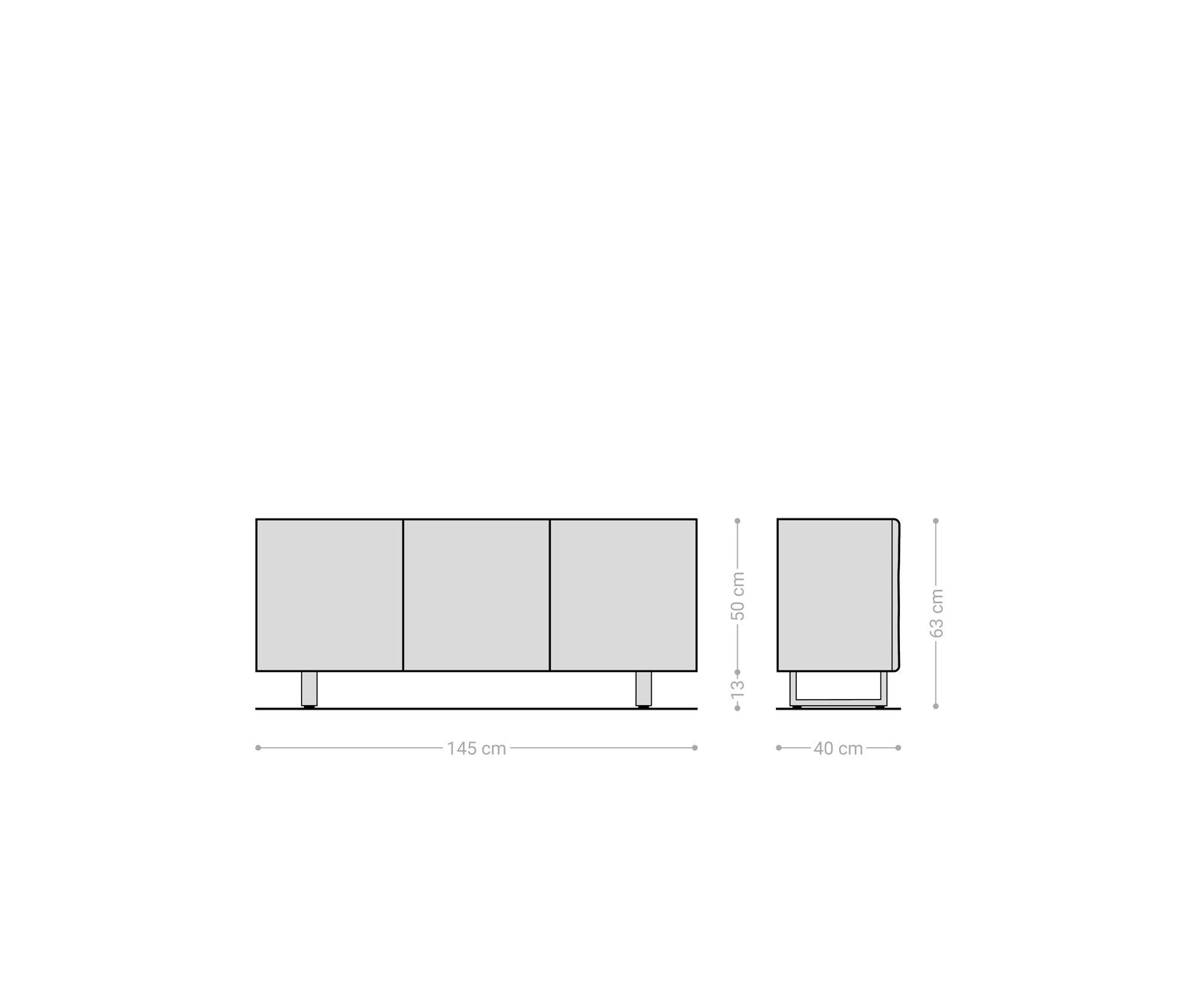 Sideboard New Live-Edge 145 cm Eiche Natur 3 Türen Kufe Metall Schwarz 9