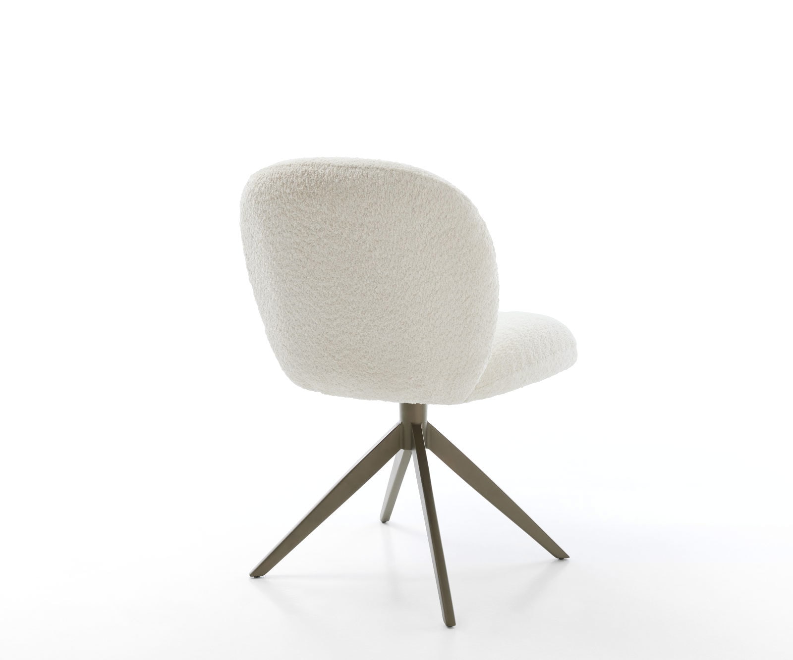 Drehstuhl Nube-Flex Bouclé Weiß Kreuzgestell breit Effektfinish Titan 360° drehbar Taschenfederkern 5