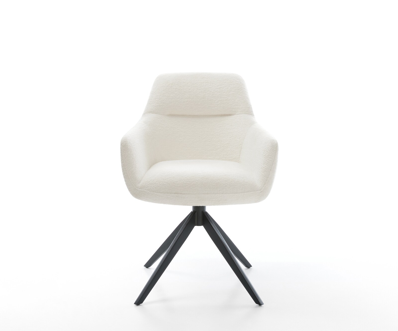 Drehstuhl Pejo-Flex Bouclé Soft Beige Kreuzgestell breit Schwarz 360° drehbar Wippfunktion Taschenfederkern 1