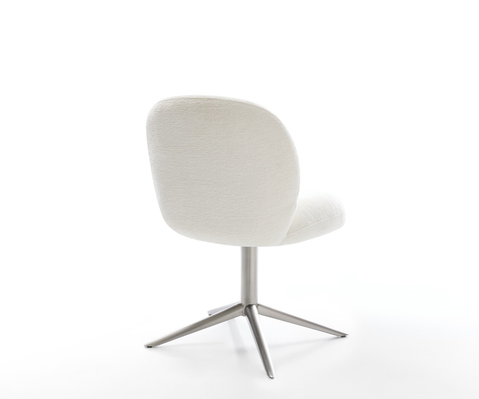 Drehstuhl Nube-Flex Bouclé Soft Beige Fußkreuz Edelstahl 360° drehbar Wippfunktion Taschenfederkern 5