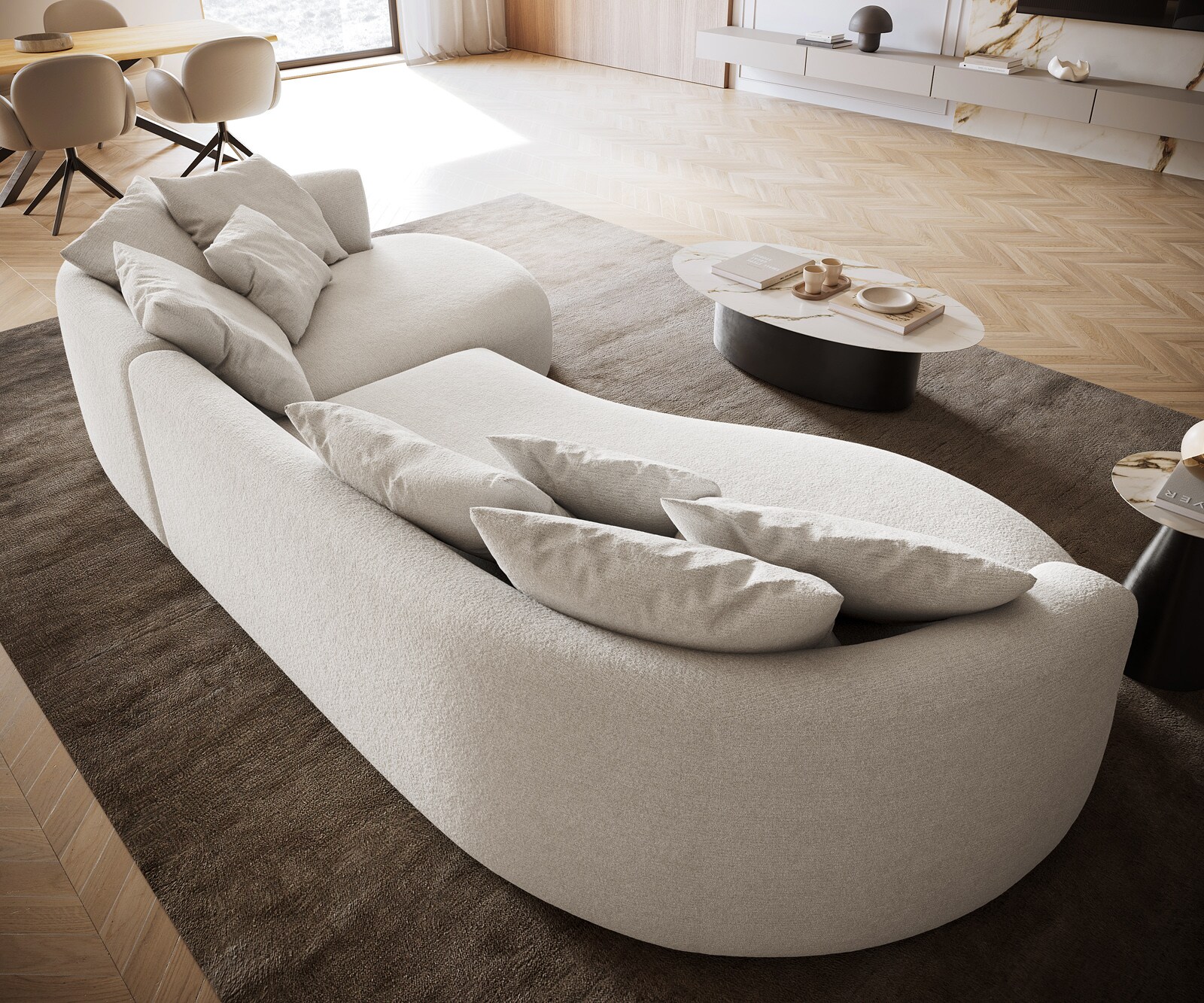 Big-Sofa Edina 330x170 cm Bouclé Soft Beige 4