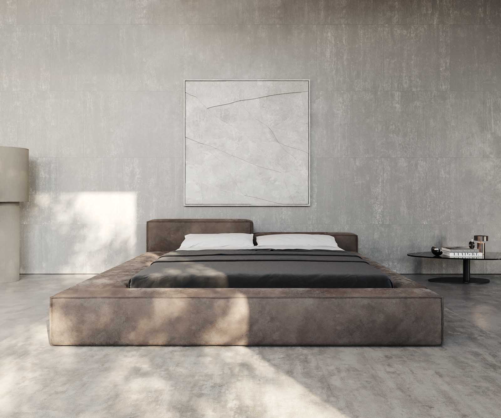 Polsterbettgestell Kalinea 180x200 cm Mikrofaser Taupe Vintage 1
