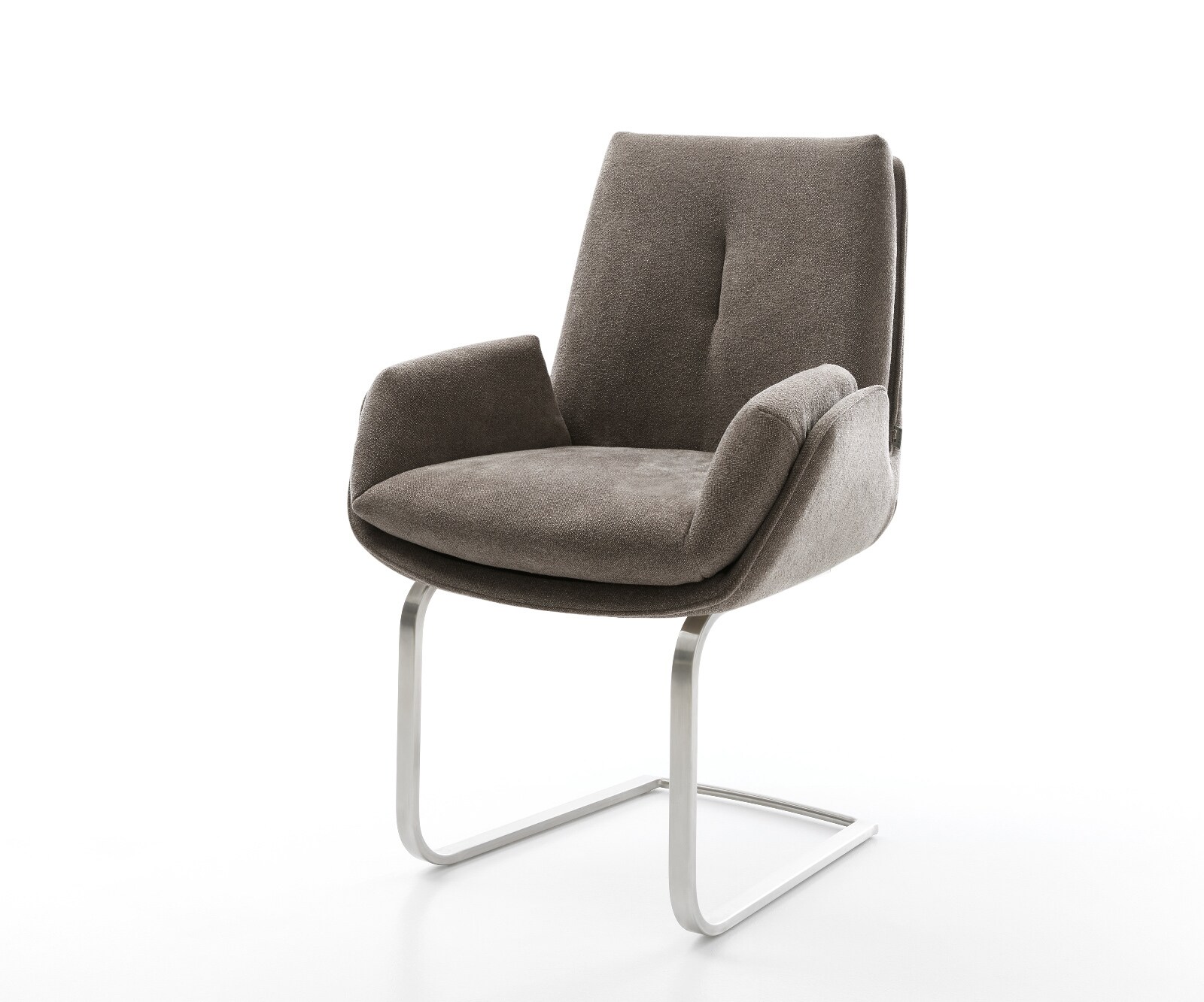 Freischwinger Clea-Flex Strukturstoff Soft Taupe Freischwinger flach Edelstahl 1