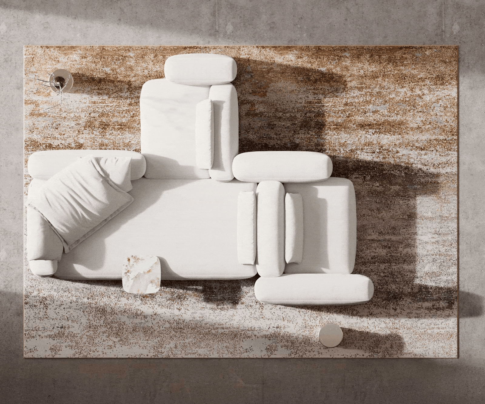 Wohnlandschaft Freestyle 360x290 cm Bouclé Soft Beige Kappnaht 5