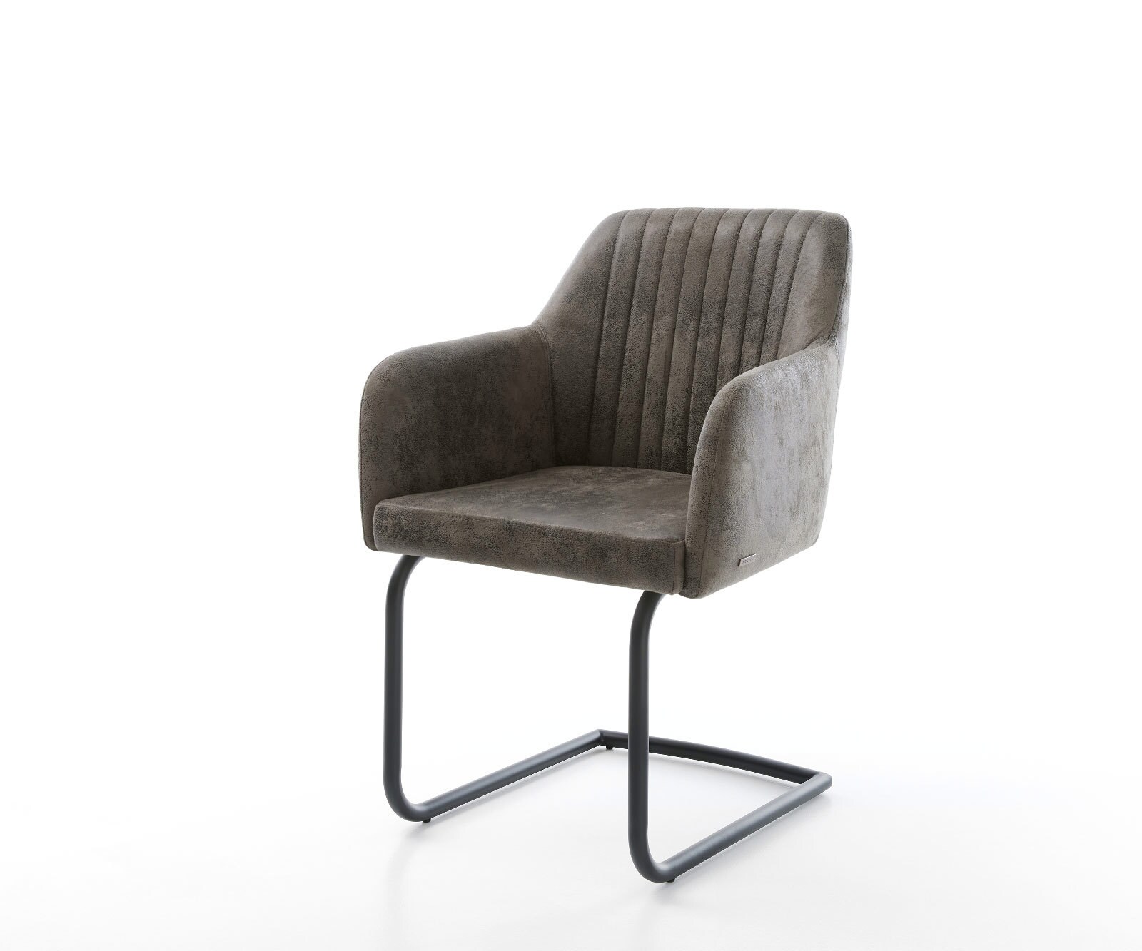 Freischwinger Greg-Flex Mikrofaser Grau Antik Freischwinger rund Schwarz Taschenfederkern