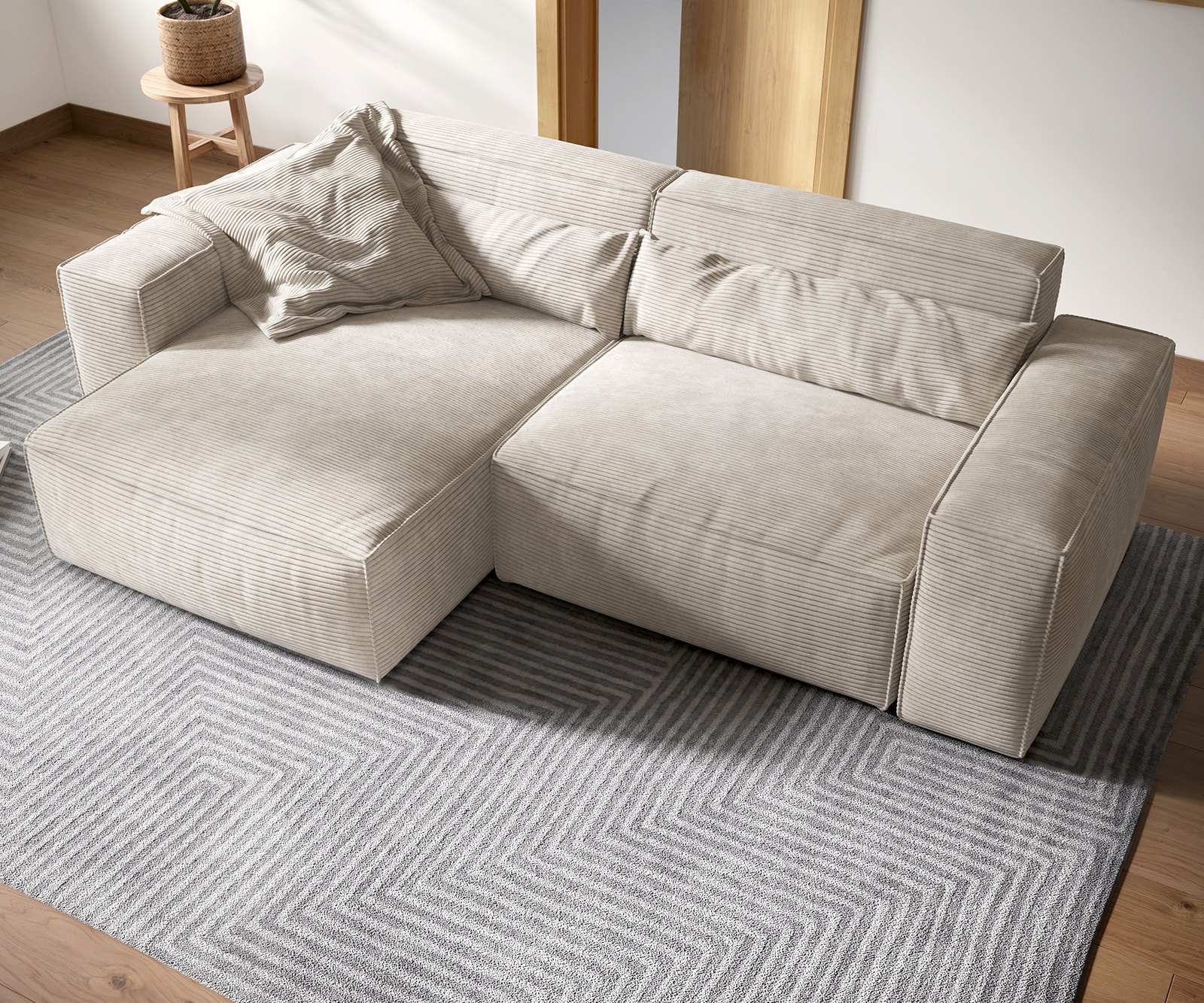 Ecksofa Sirpio XL 270x170 cm Cord Beige Recamiere variabel 3 Ecksofa Sirpio XL 270x170 cm Cord Beige Recamiere variabel 3