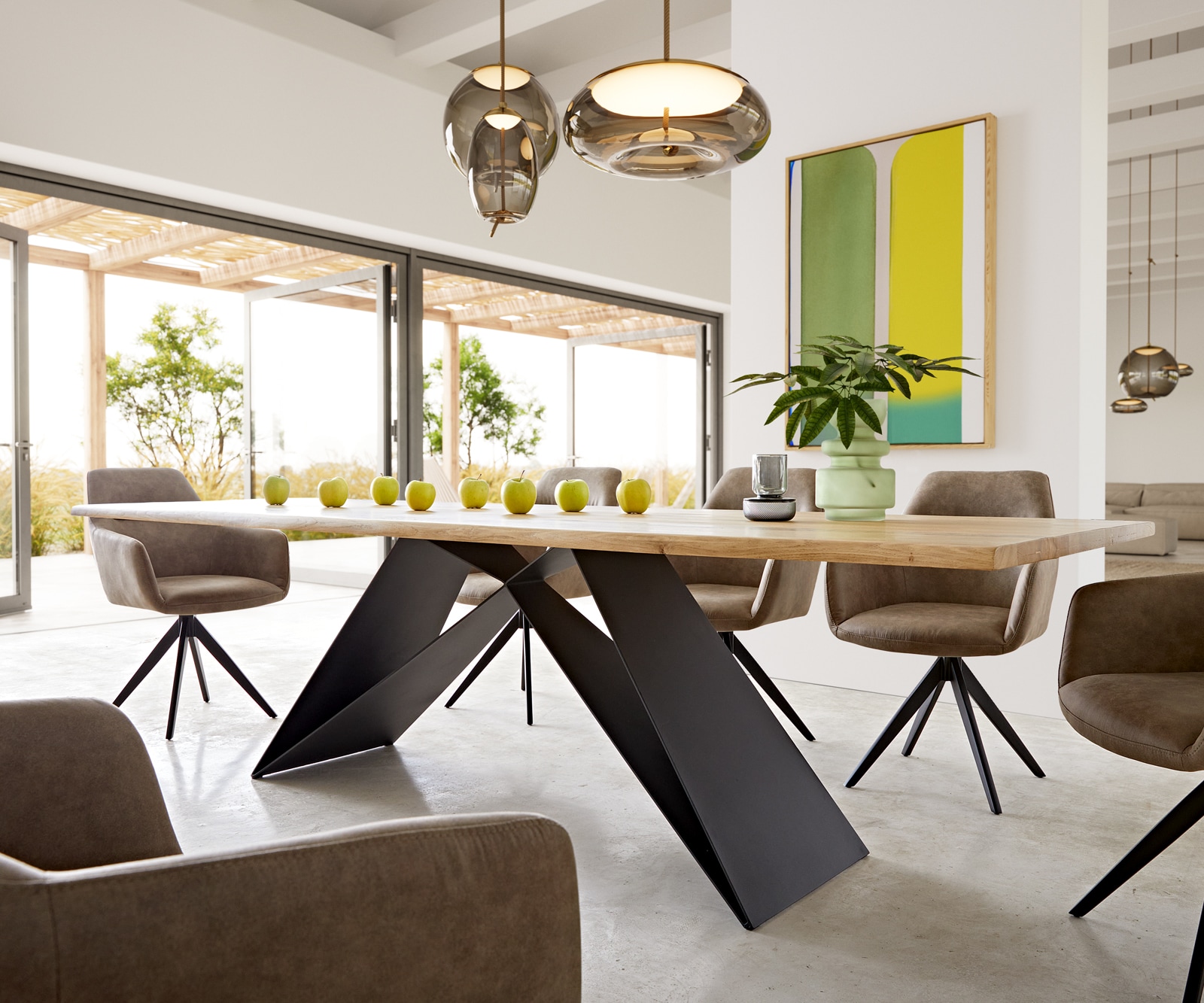 Esstisch Edge 260x100x2,5-3 Eiche Natur V-Gestell Flachstahl Schwarz Live-Edge 4 Esstisch Edge 260x100x2,5-3 Eiche Natur V-Gestell Flachstahl Schwarz Live-Edge 4