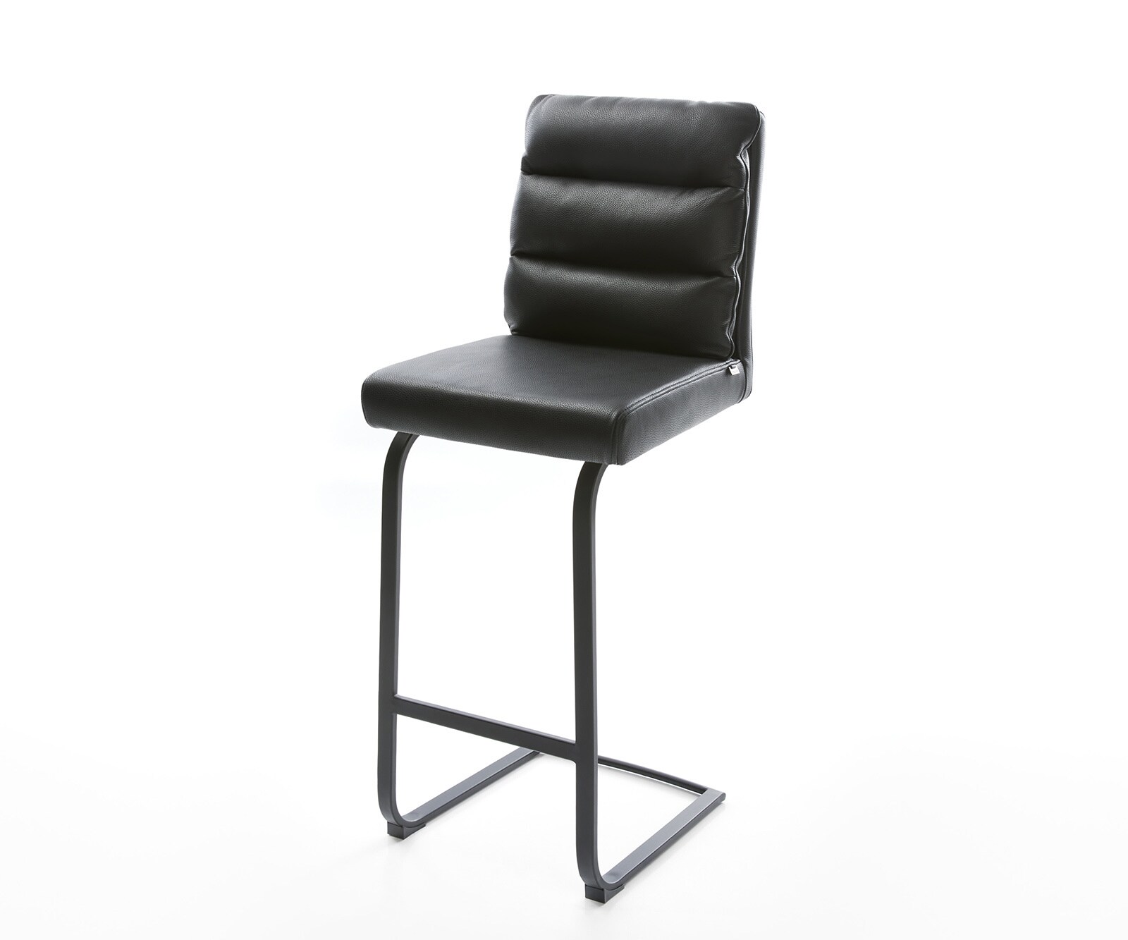 Barstuhl Pela-Flex Echt-Leder Schwarz Freischwinger flach Metall