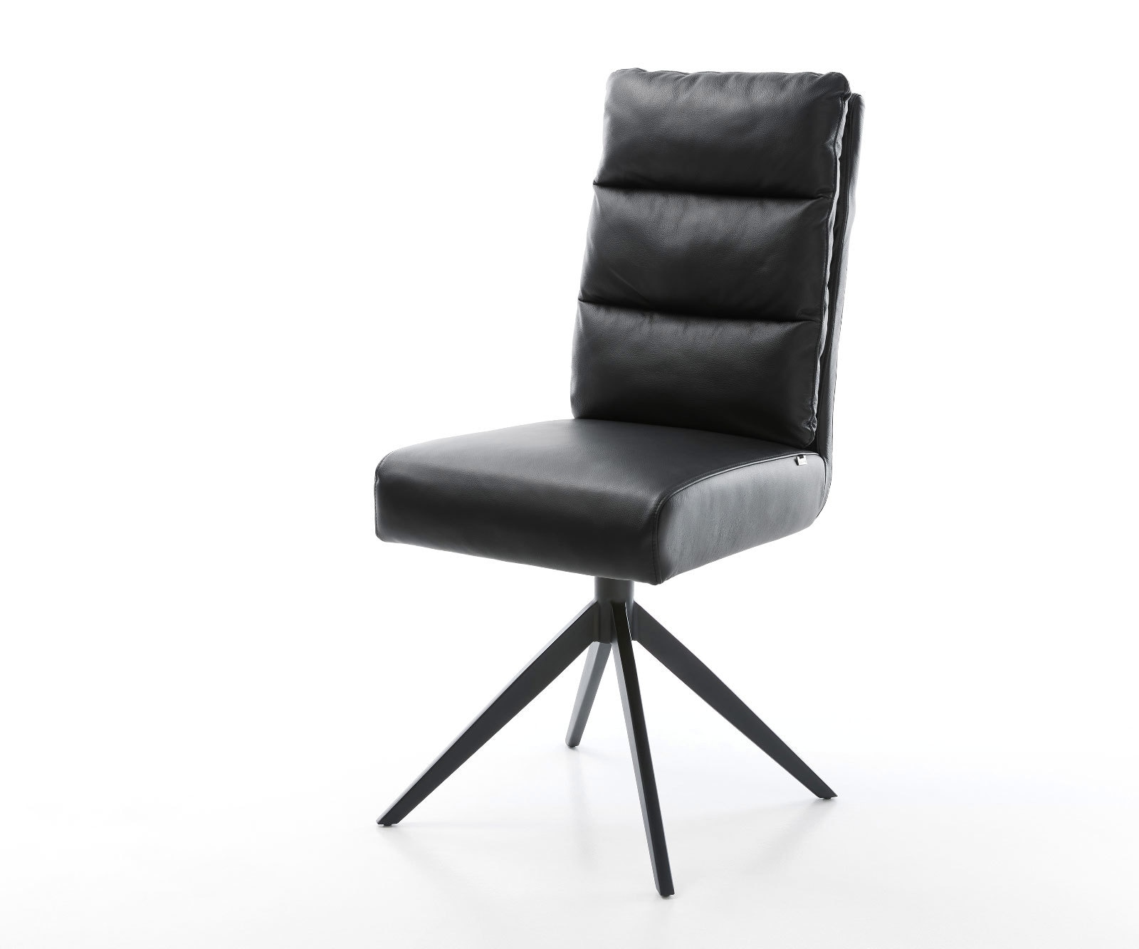 Drehstuhl Pela-Flex Echt-Leder Schwarz Kreuzgestell breit Schwarz 360° drehbar Wippfunktion Taschenfederkern