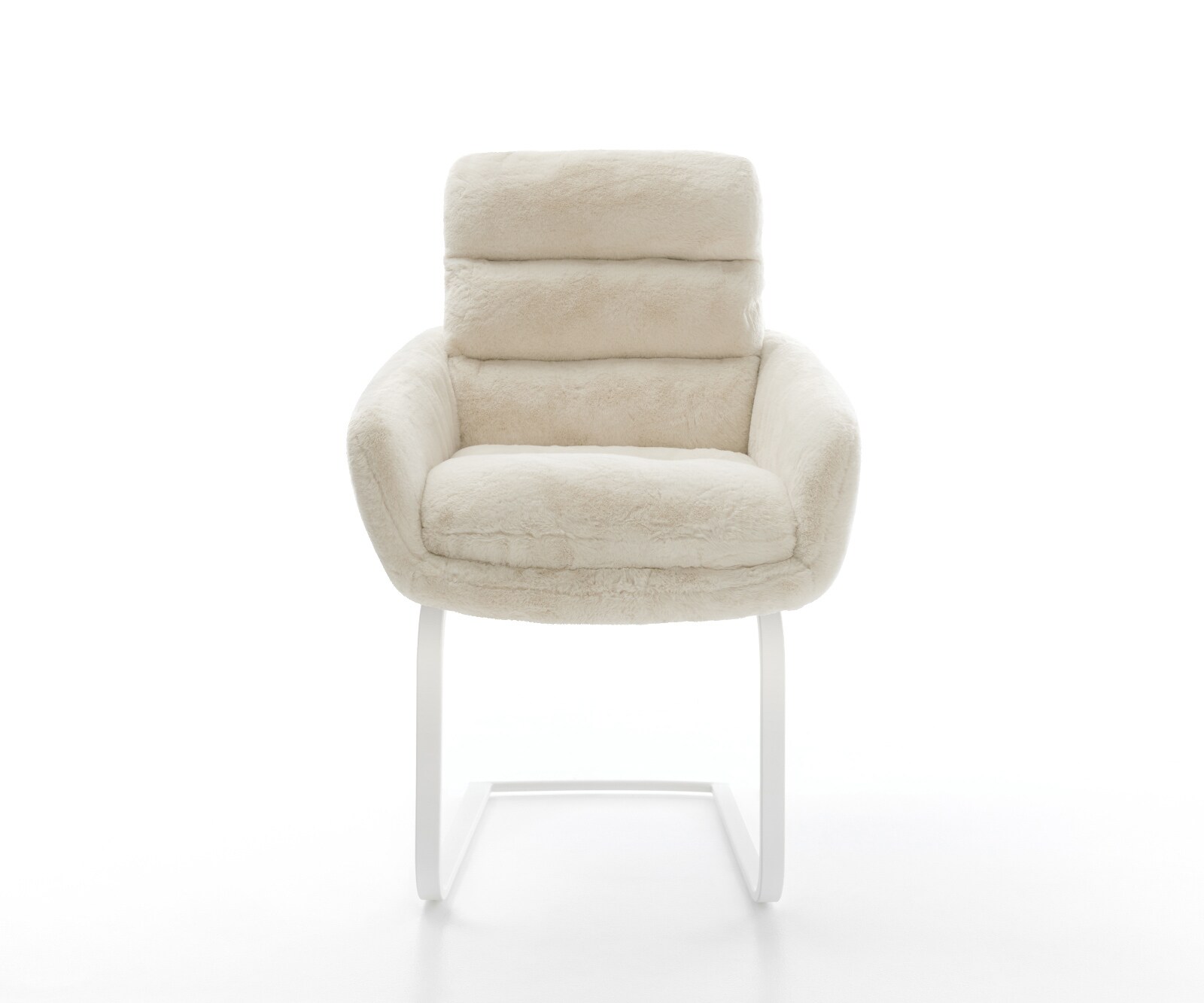 Freischwinger Abelia-Flex mit Armlehnen Plüsch Creme-Weiß Freischwinger flach Weiß 2