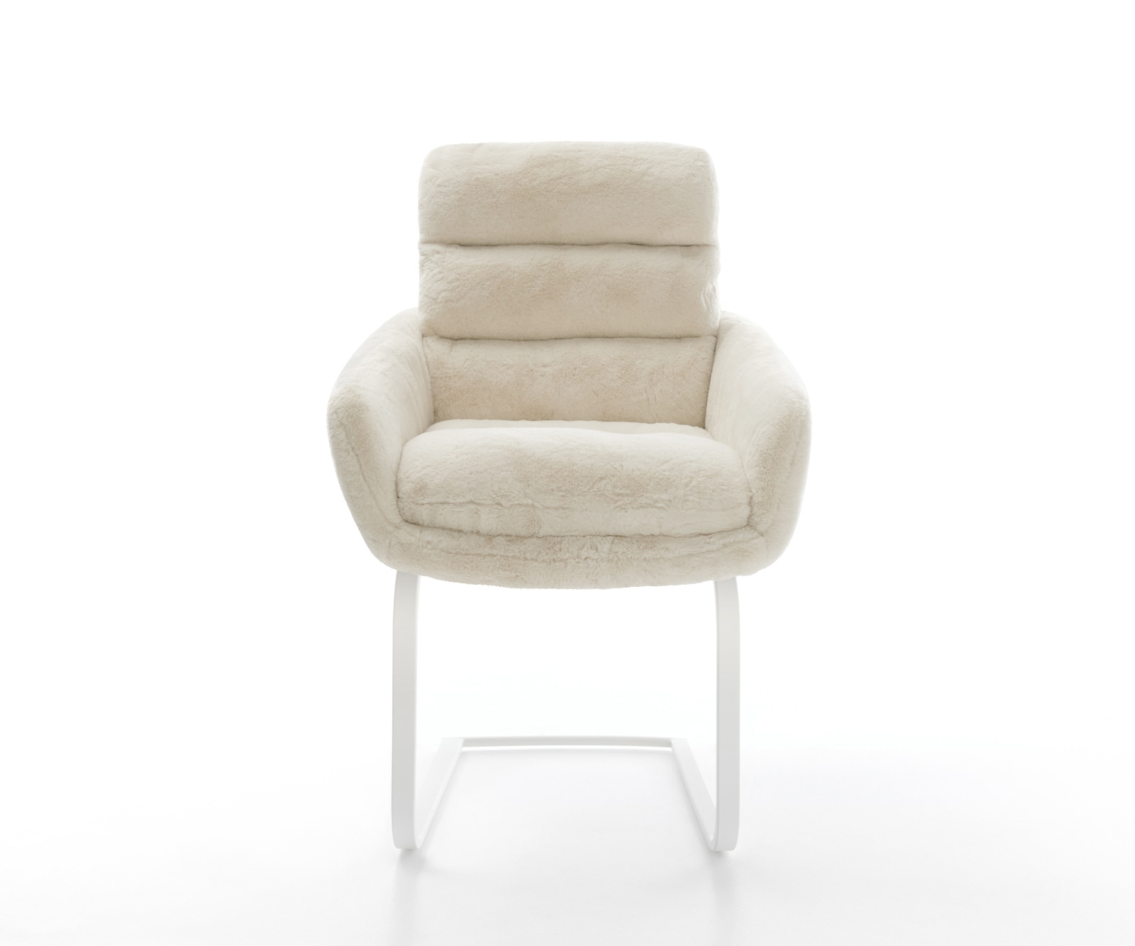 Freischwinger Abelia-Flex mit Armlehnen Plüsch Creme-Weiß Freischwinger flach Weiß 2