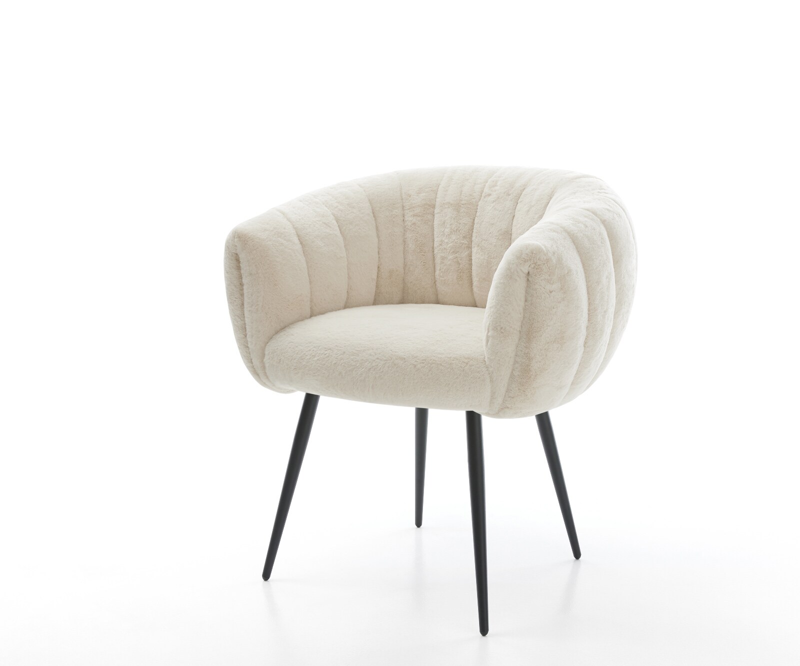 Esszimmerstuhl Jada-Flex Plüsch Creme-Weiß 4-Fuß konisch Schwarz Taschenfederkern