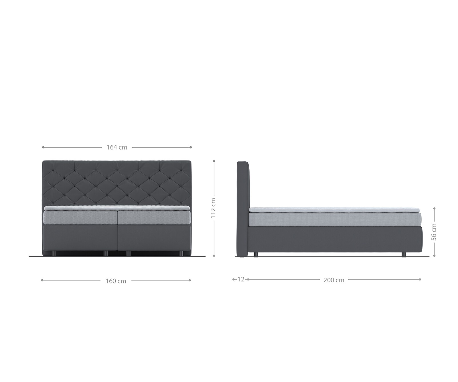 Boxspringbett Dream-Great 160x200 cm Mikrofaser Silbergrau mit Matratze und Topper 4