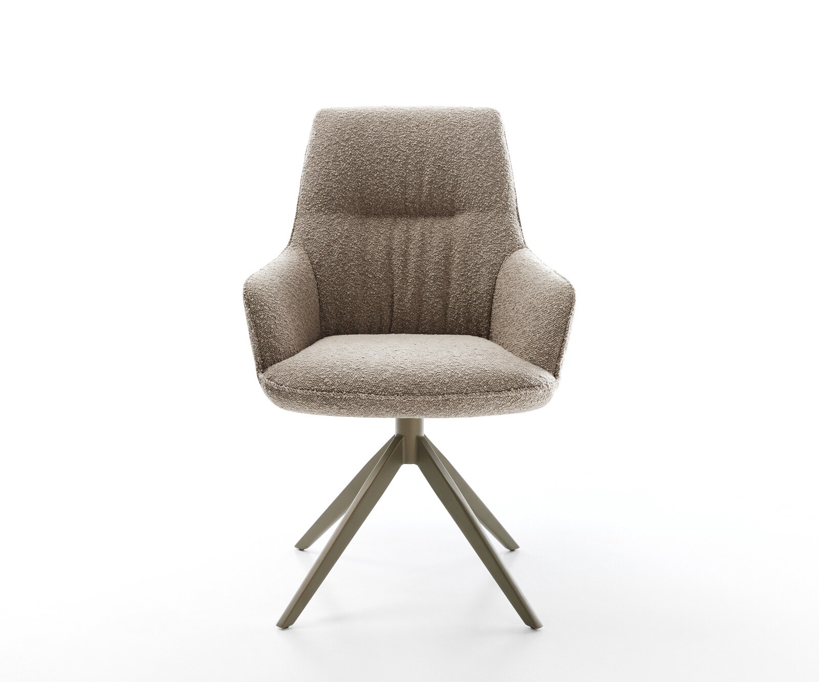 Drehstuhl Zelia-Flex mit Armlehnen Bouclé Schlamm Kreuzgestell breit Effektfinish Titan 360° drehbar Wippfunktion Taschenfederkern 1