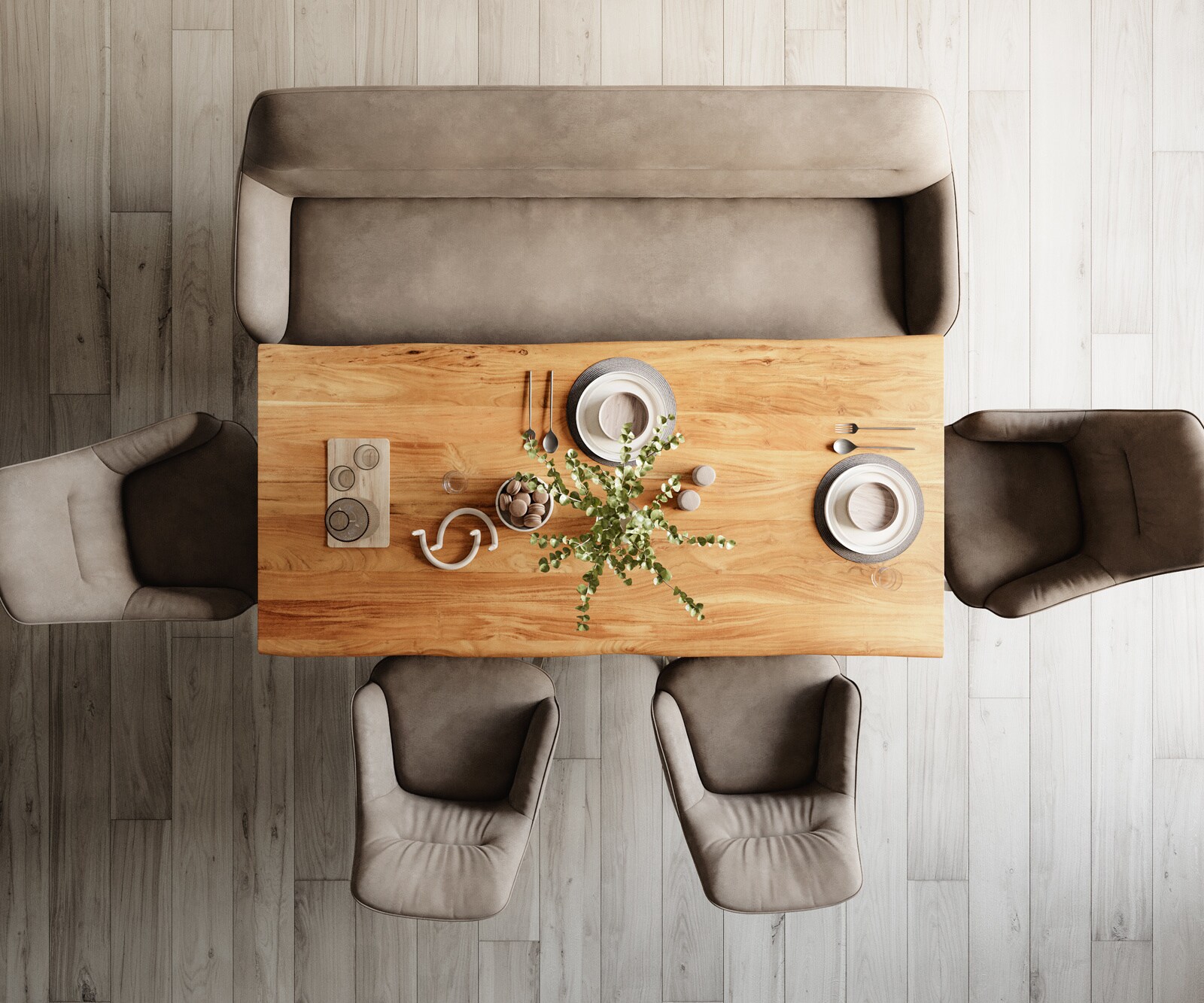 Esszimmerbank Taya-Flex 200 cm Mikrofaser Taupe Vintage Kufengestell flach Effektfinish Titan Taschenfederkern 5