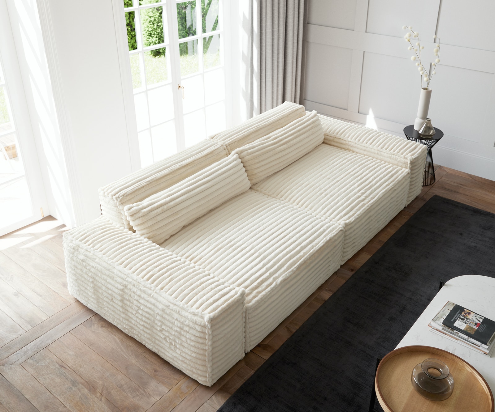 Big-Sofa Sirpio XL 270x130 cm Plüschcord Beige 3 Big-Sofa Sirpio XL 270x130 cm Plüschcord Beige 3