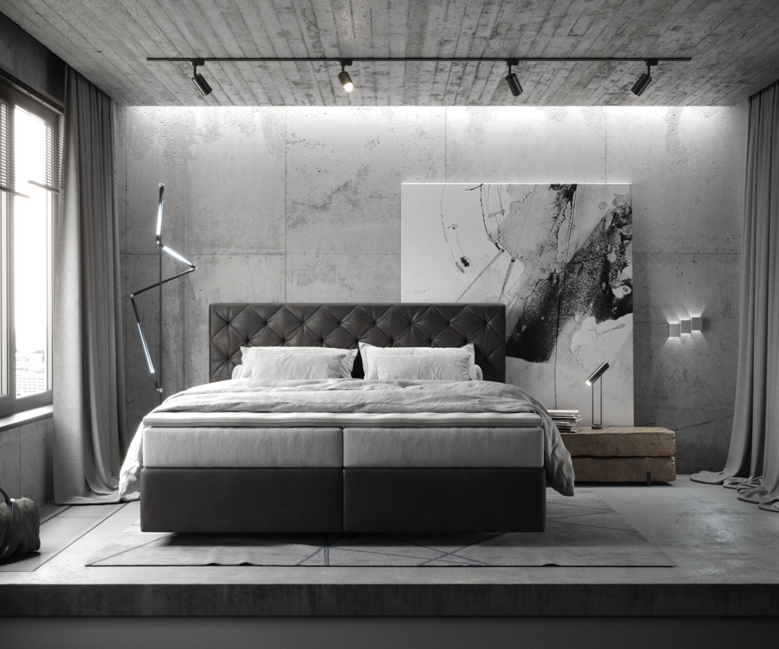 Boxspringbett Dream-Great 180x200 cm Mikrofaser Anthrazit Vintage mit TFK Matratze und Visco Topper 1
