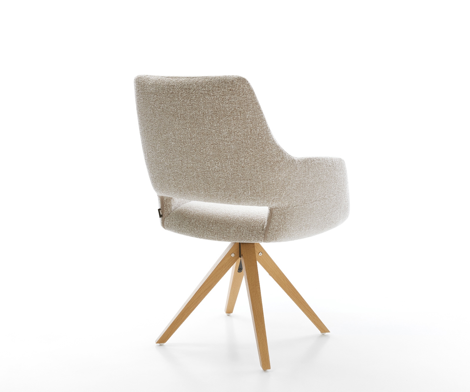 Drehstuhl Yago-Flex mit Armlehnen Webstoff Soft Beige Holzgestell kantig Natur 360° drehbar Taschenfederkern 4