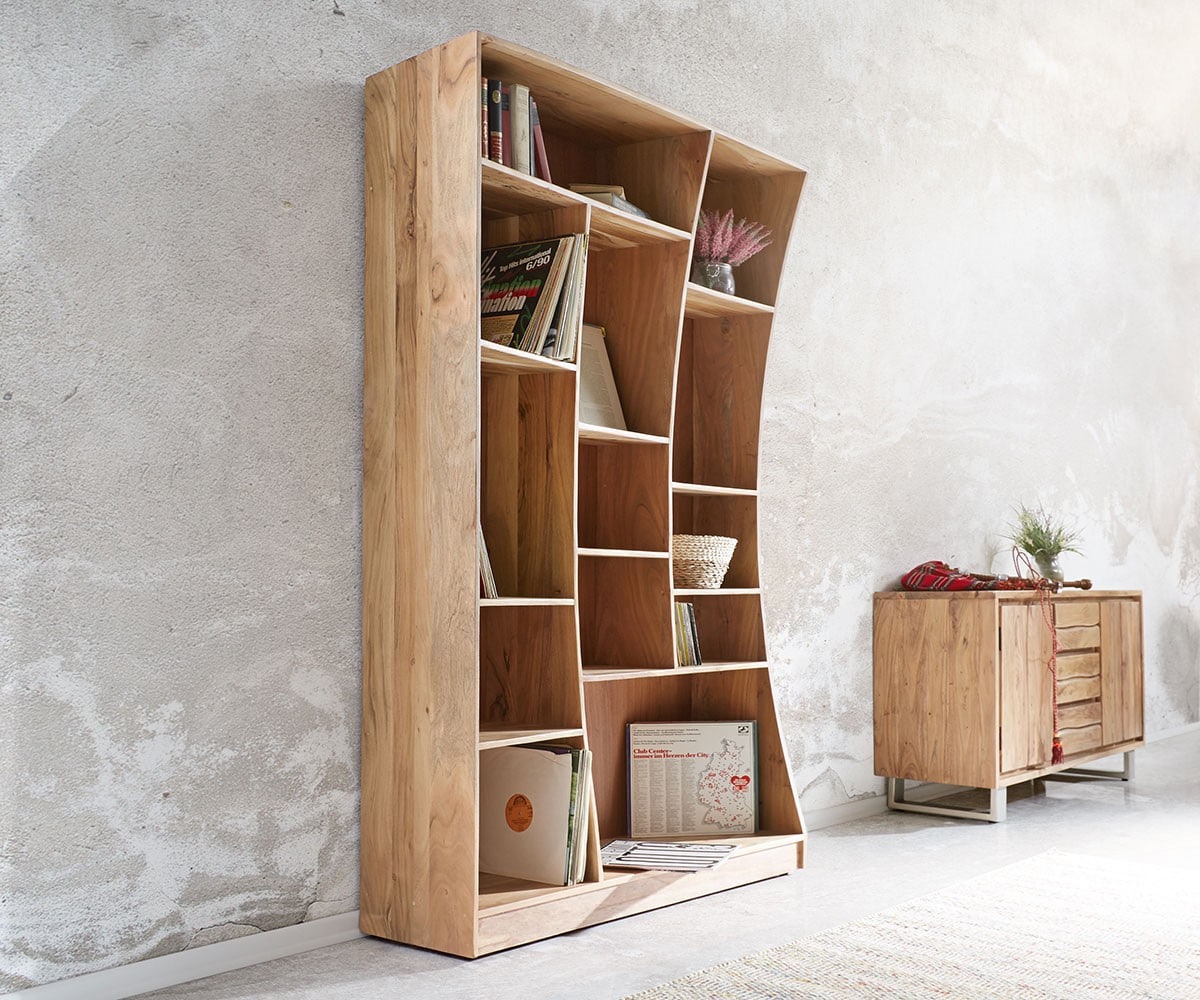 Massivholzregal Live-Edge Akazie Natur 120 cm links Standregal
