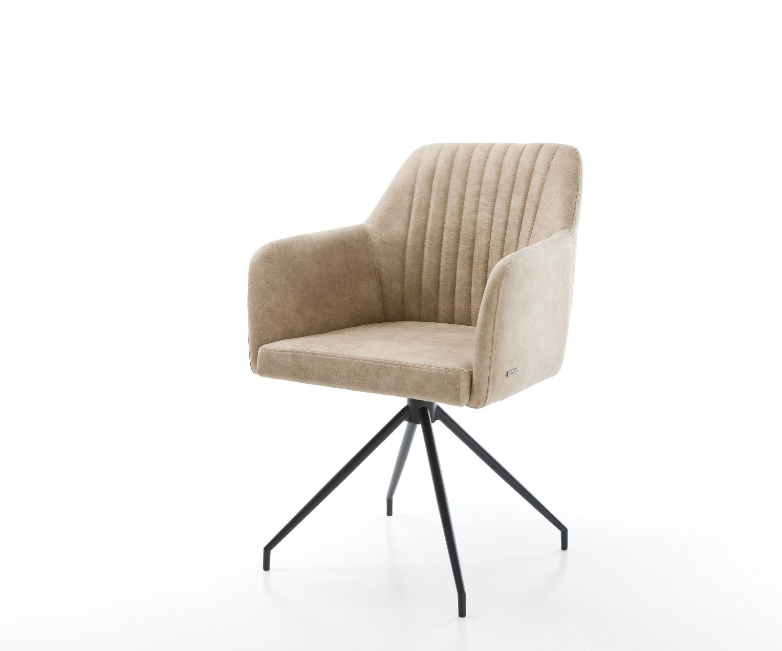 Drehstuhl Greg-Flex Beige Vintage Kreuzgestell konisch Schwarz 180° drehbar