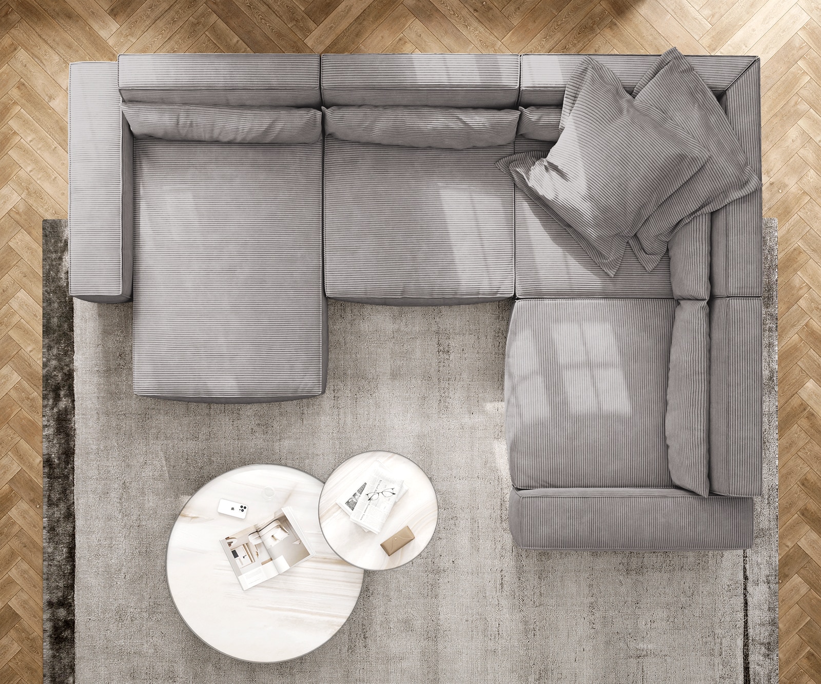 Wohnlandschaft Sirpio XL 360x260 cm Cord Silbergrau Recamiere variabel 5 Wohnlandschaft Sirpio XL 360x260 cm Cord Silbergrau Recamiere variabel 5