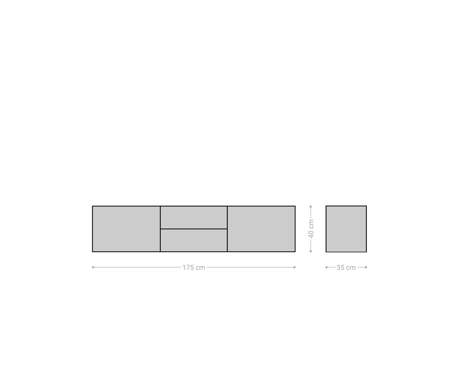 Lowboard Solu 175 cm Eiche Natur 2 Türen 2 Schübe schwebend 3D-Front 6