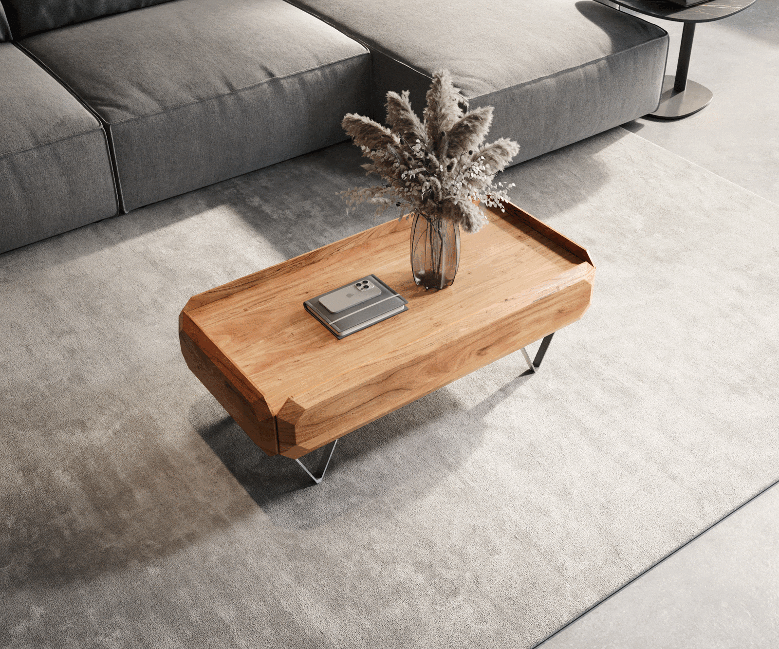 Couchtisch Kiano 100x50 cm Akazie Natur 2 Schübe V-Fuß Edelstahl 3 Couchtisch Kiano 100x50 cm Akazie Natur 2 Schübe V-Fuß Edelstahl 3