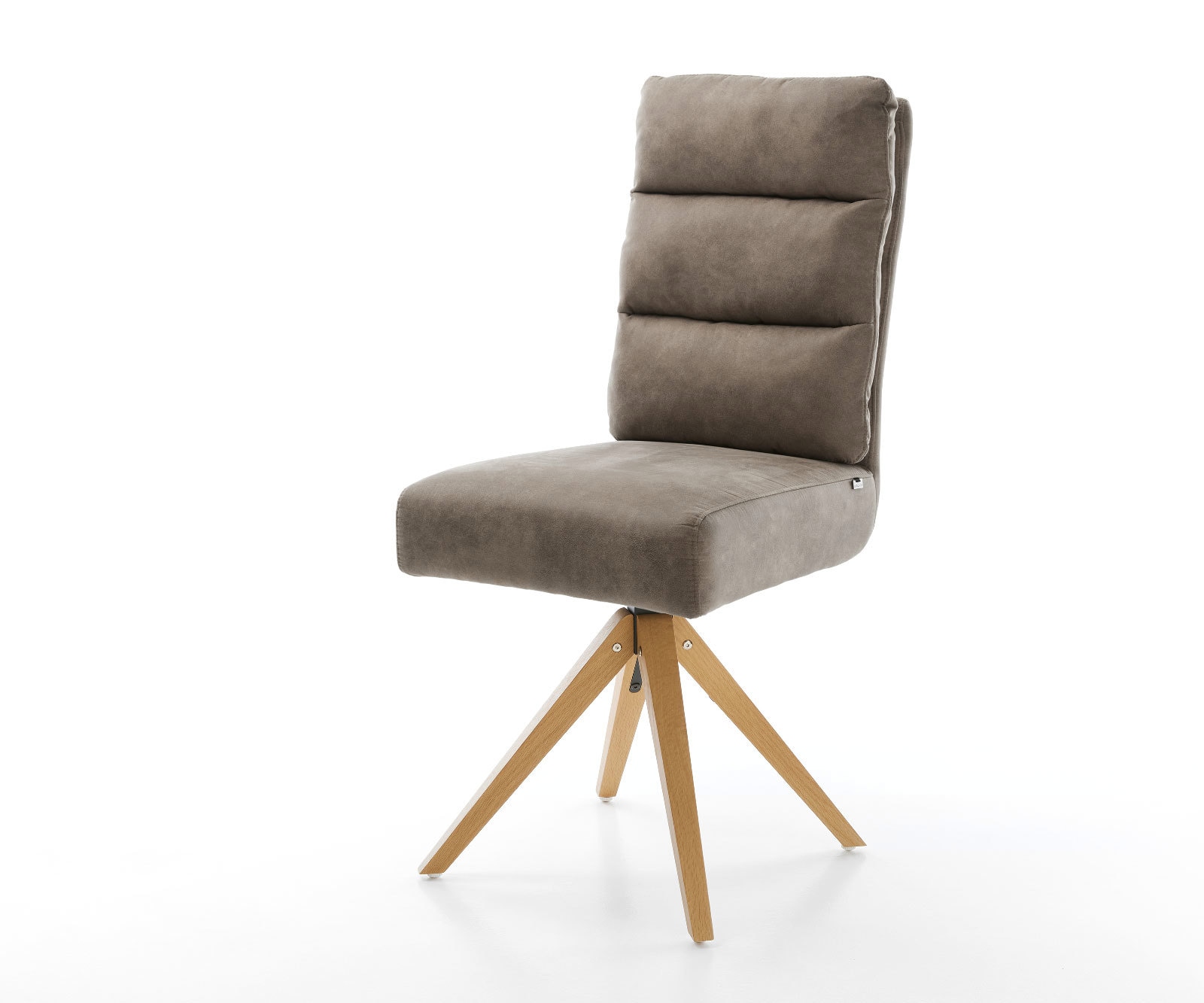 Esszimmerstuhl Pela-Flex Mikrofaser Taupe Vintage Holzgestell kantig Natur 360° drehbar Taschenfederkern