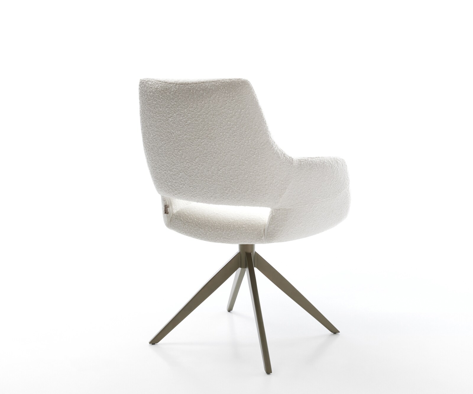Drehstuhl Yago-Flex mit Armlehnen Bouclé Creme-Weiß Kreuzgestell breit Effektfinish Titan 360° drehbar Wippfunktion Taschenfederkern 4
