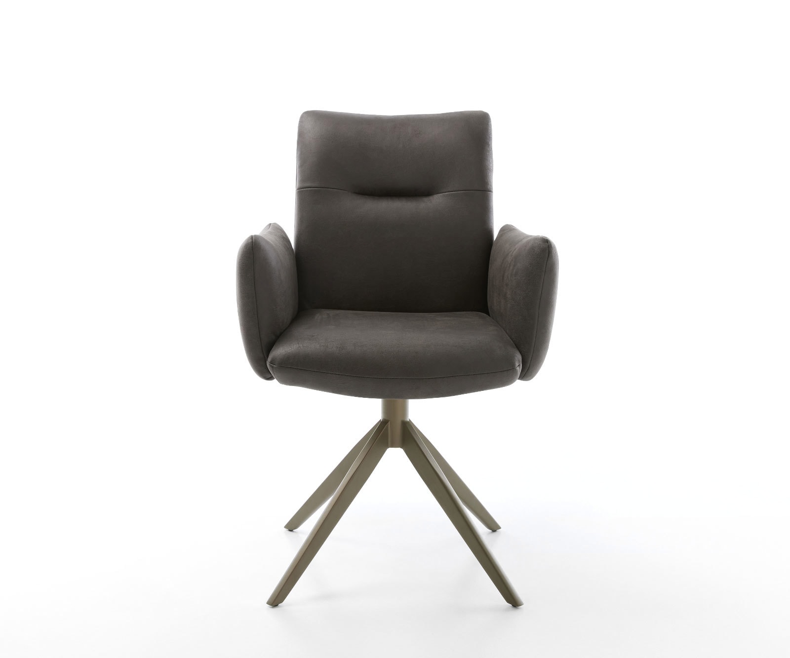 Drehstuhl Jova-Flex mit Armlehnen Mikrofaser Anthrazit Vintage Kreuzgestell breit Effektfinish Titan 360° drehbar Wippfunktion Taschenfederkern 1