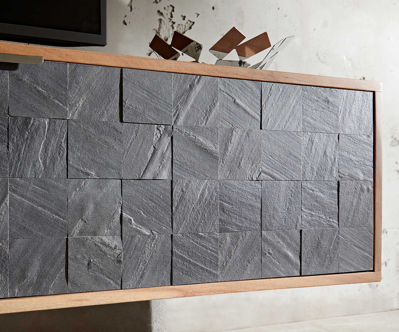 Lowboard Teele 200 cm Akazie Natur Schiefer 2 Türen schwebend 5