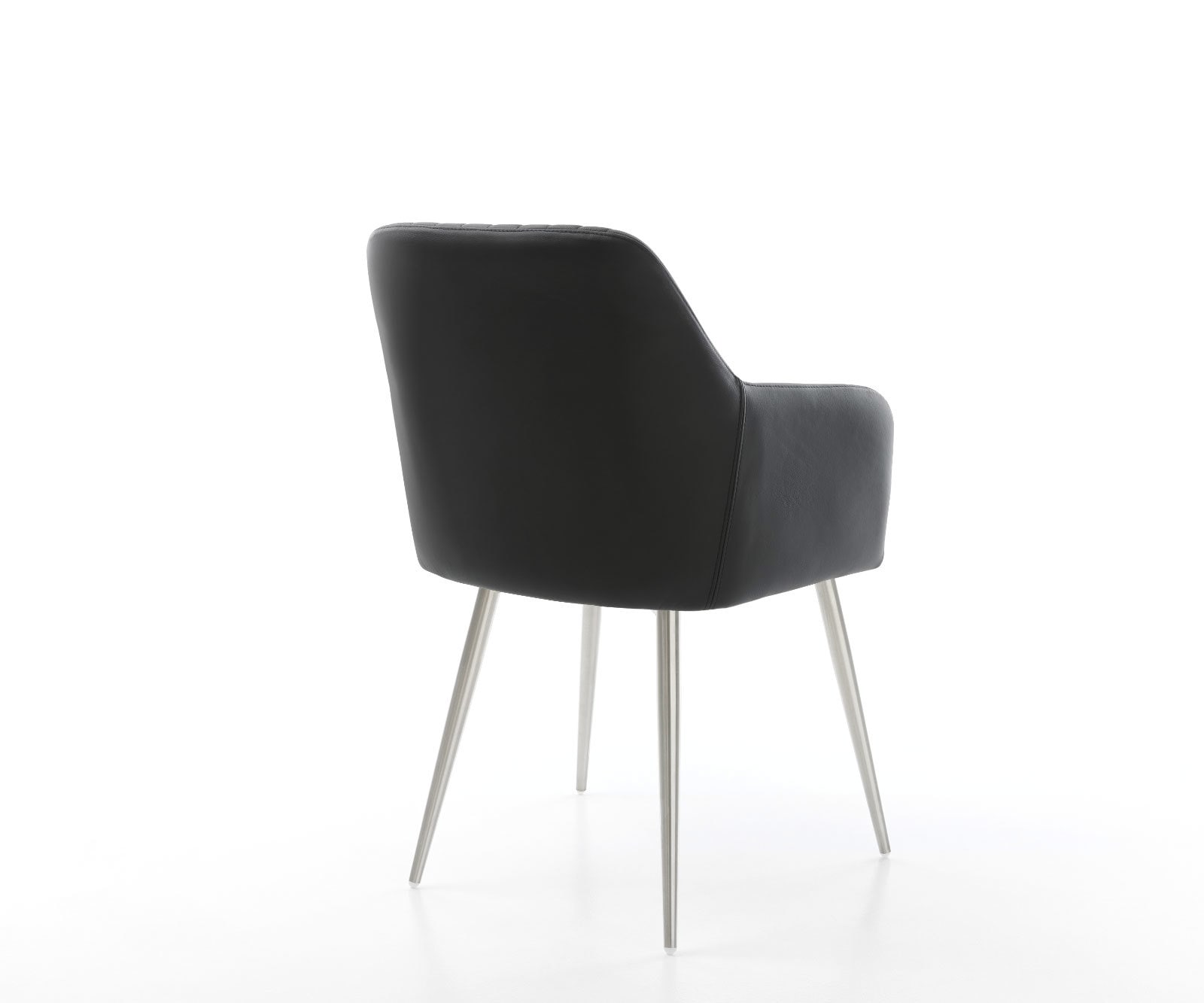 Esszimmerstuhl Greg-Flex Echt-Leder Schwarz 4-Fuß konisch Edelstahl Taschenfederkern 5