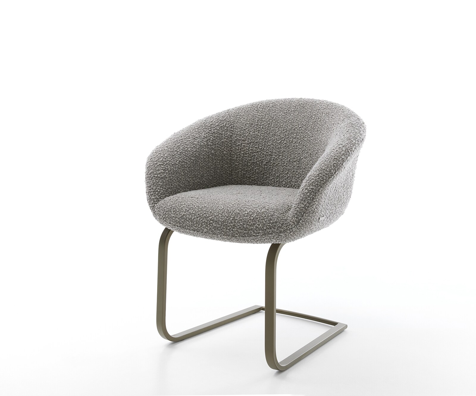 Freischwinger Vinka-Flex mit Armlehnen Bouclé Silbergrau Freischwinger flach Effektfinish Titan Taschenfederkern