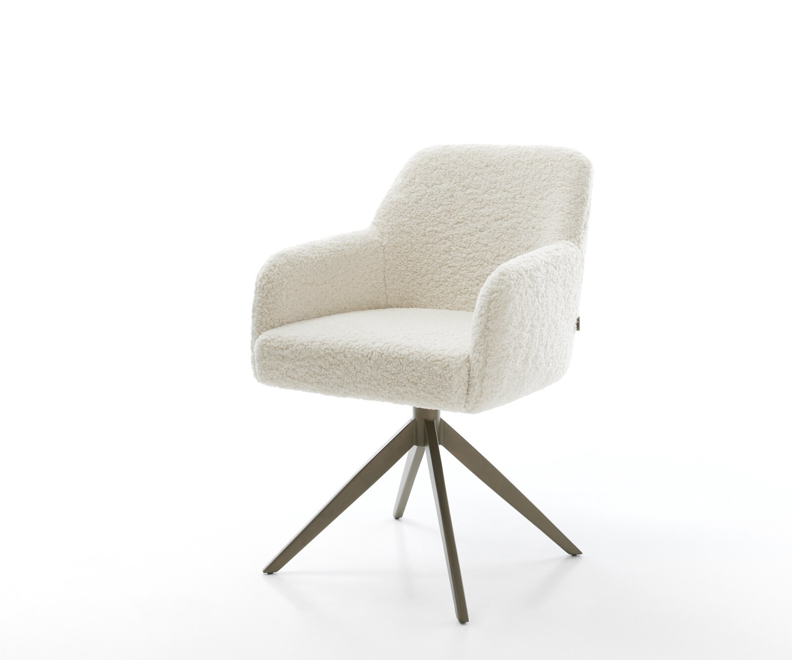 Drehstuhl Greg-Flex Teddystoff Beige Kreuzgestell breit Effektfinish Titan 360° drehbar Wippfunktion Taschenfederkern 1