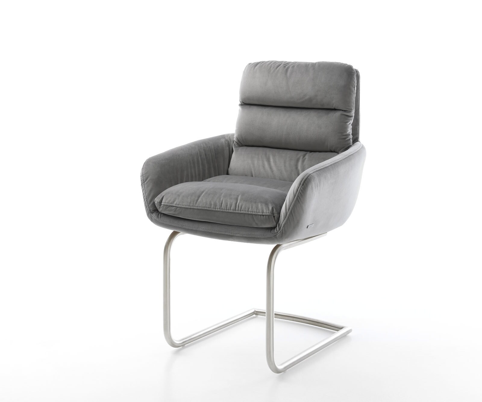 Freischwinger Abelia-Flex mit Armlehnen Samt Grau Freischwinger rund Edelst günstig online kaufen