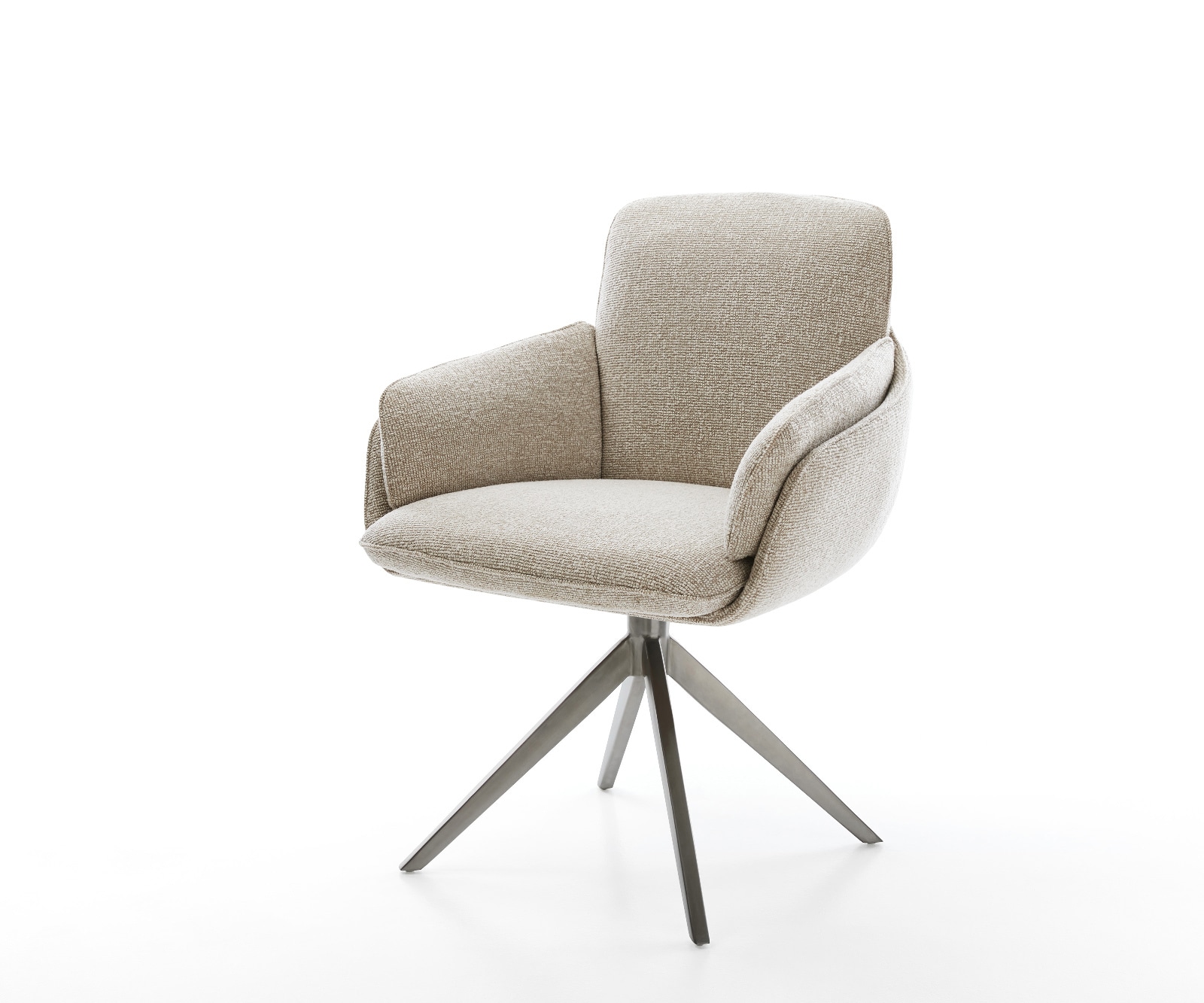 Drehstuhl Luan-Flex mit Armlehnen Webstoff Soft Beige Kreuzgestell breit Graphit 360° drehbar Wippfunktion