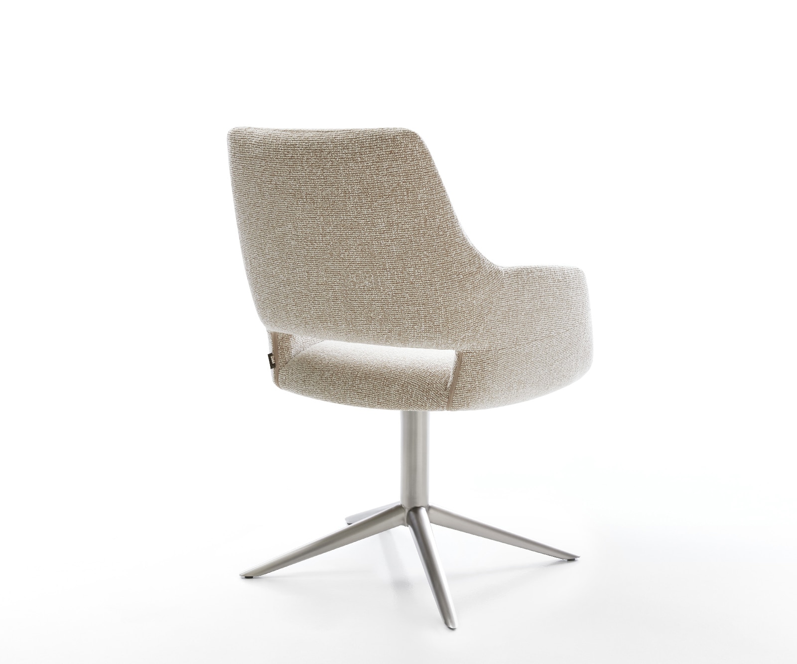 Drehstuhl Yago-Flex mit Armlehnen Webstoff Soft Beige Fußkreuz Edelstahl 360° drehbar Wippfunktion Taschenfederkern 4