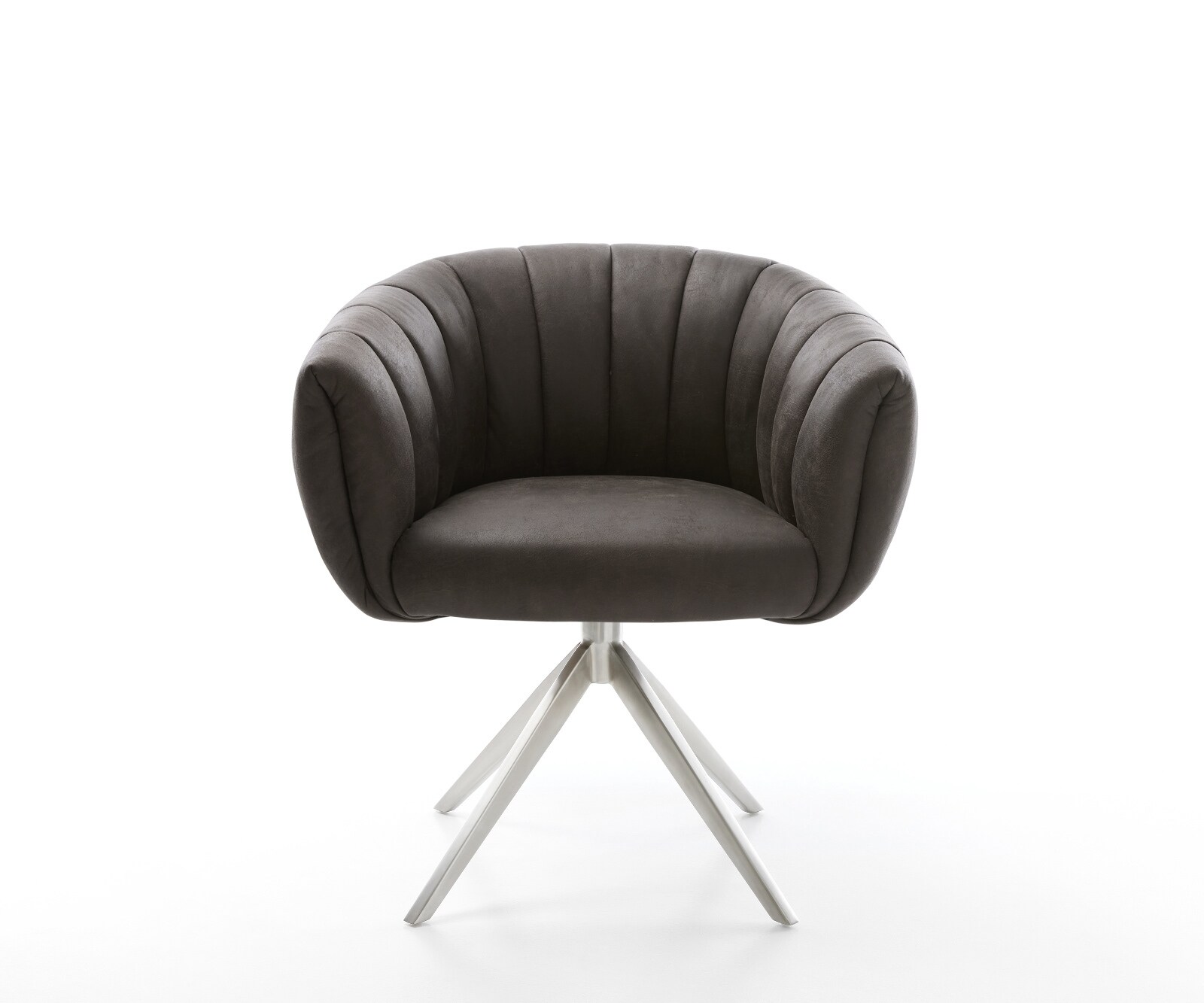 Drehstuhl Jada-Flex Mikrofaser Anthrazit Vintage Kreuzgestell breit Edelstahl 360° drehbar Wippfunktion Taschenfederkern 1