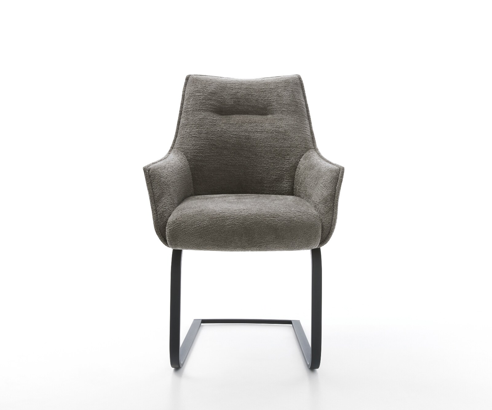 Freischwinger Alja-Flex mit Armlehnen Bouclé Soft Schlamm Freischwinger flach Schwarz Taschenfederkern 1