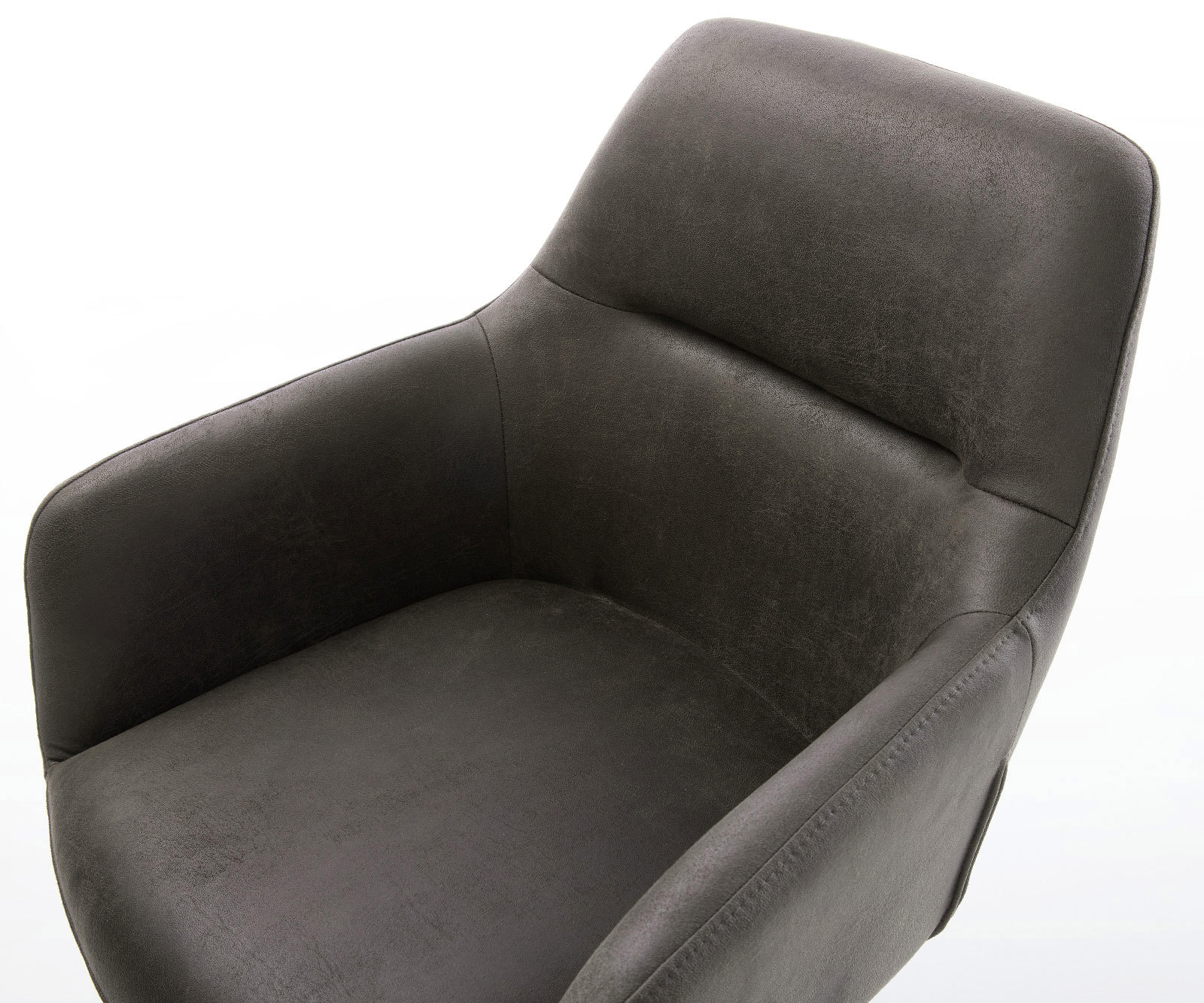 Drehstuhl Pejo-Flex Mikrofaser Anthrazit Vintage Kreuzgestell breit Edelstahl 360° drehbar Wippfunktion Taschenfederkern 3